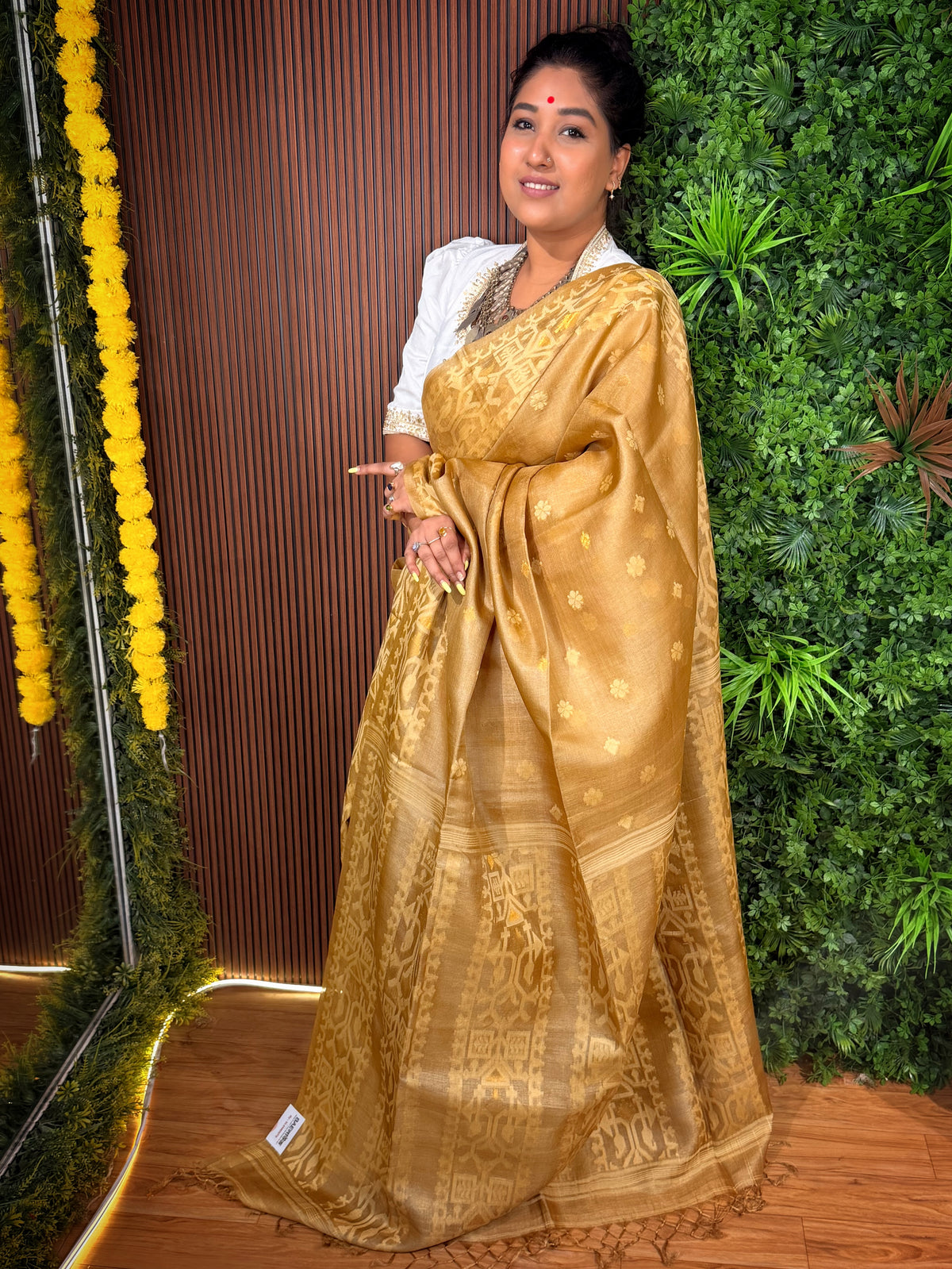 Pure Gachi By Gachi Tussar Needlework Jamdani with Allover Buta weaved Saree