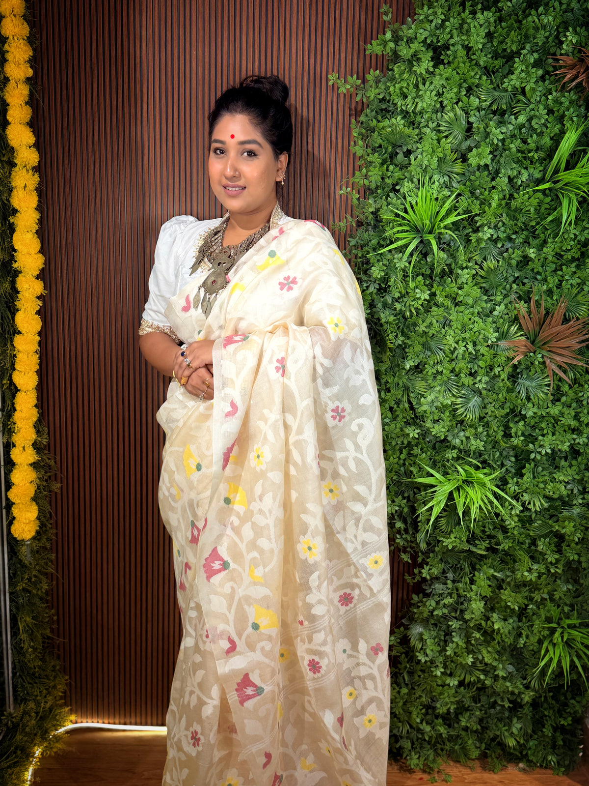 Pure Gachi By Gachi Tussar AllOver Needle Jamdani saree