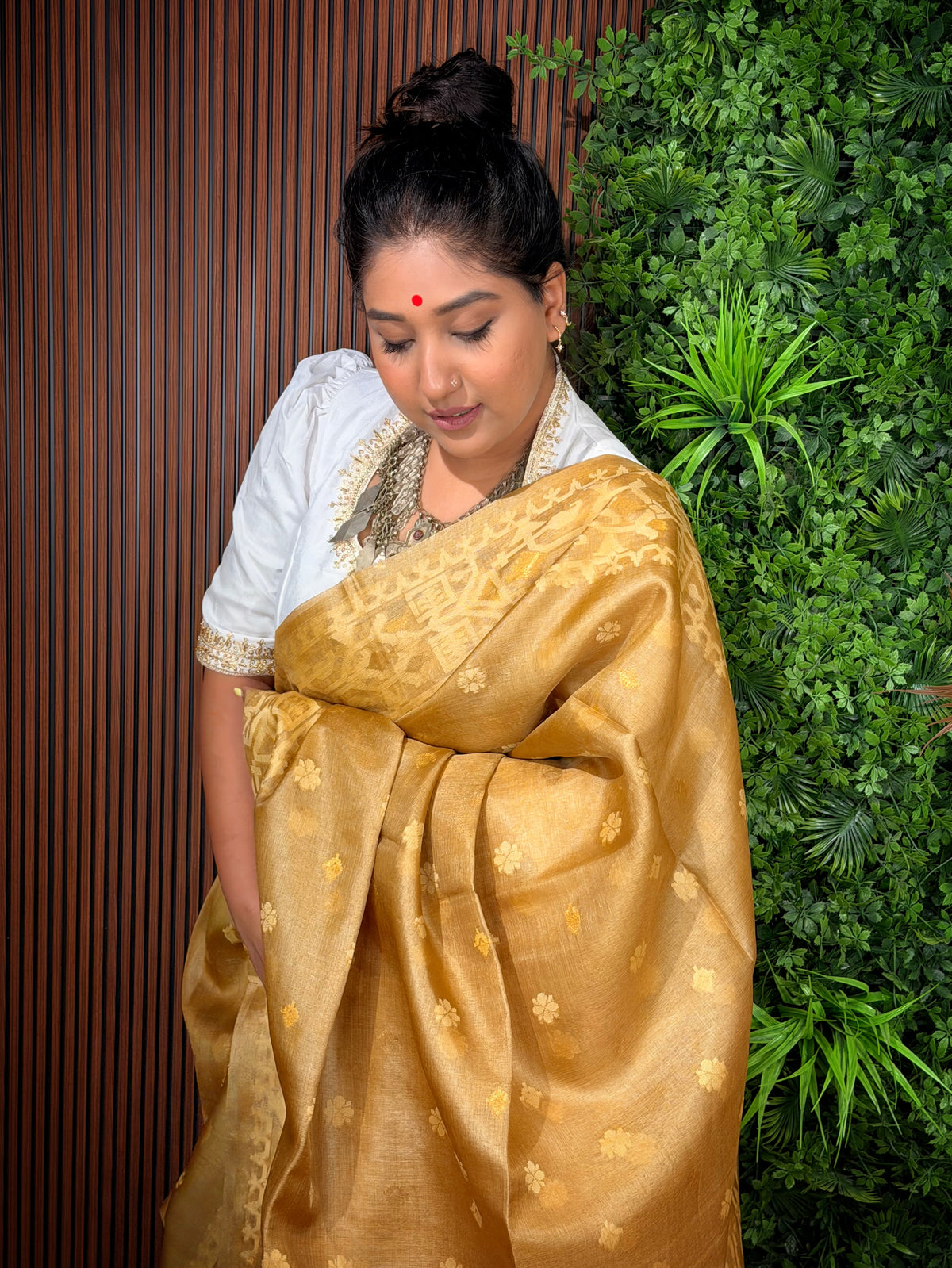 Pure Gachi By Gachi Tussar Needlework Jamdani with Allover Buta weaved Saree