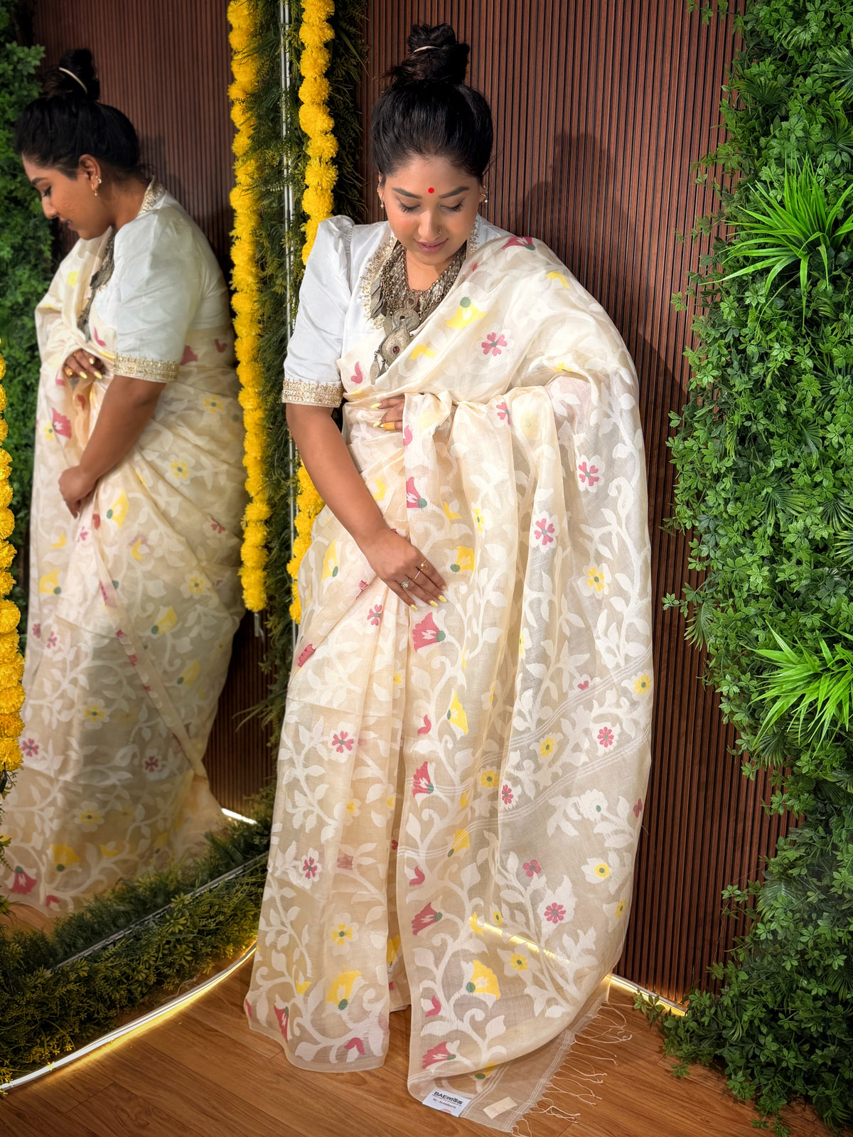 Pure Gachi By Gachi Tussar AllOver Needle Jamdani saree