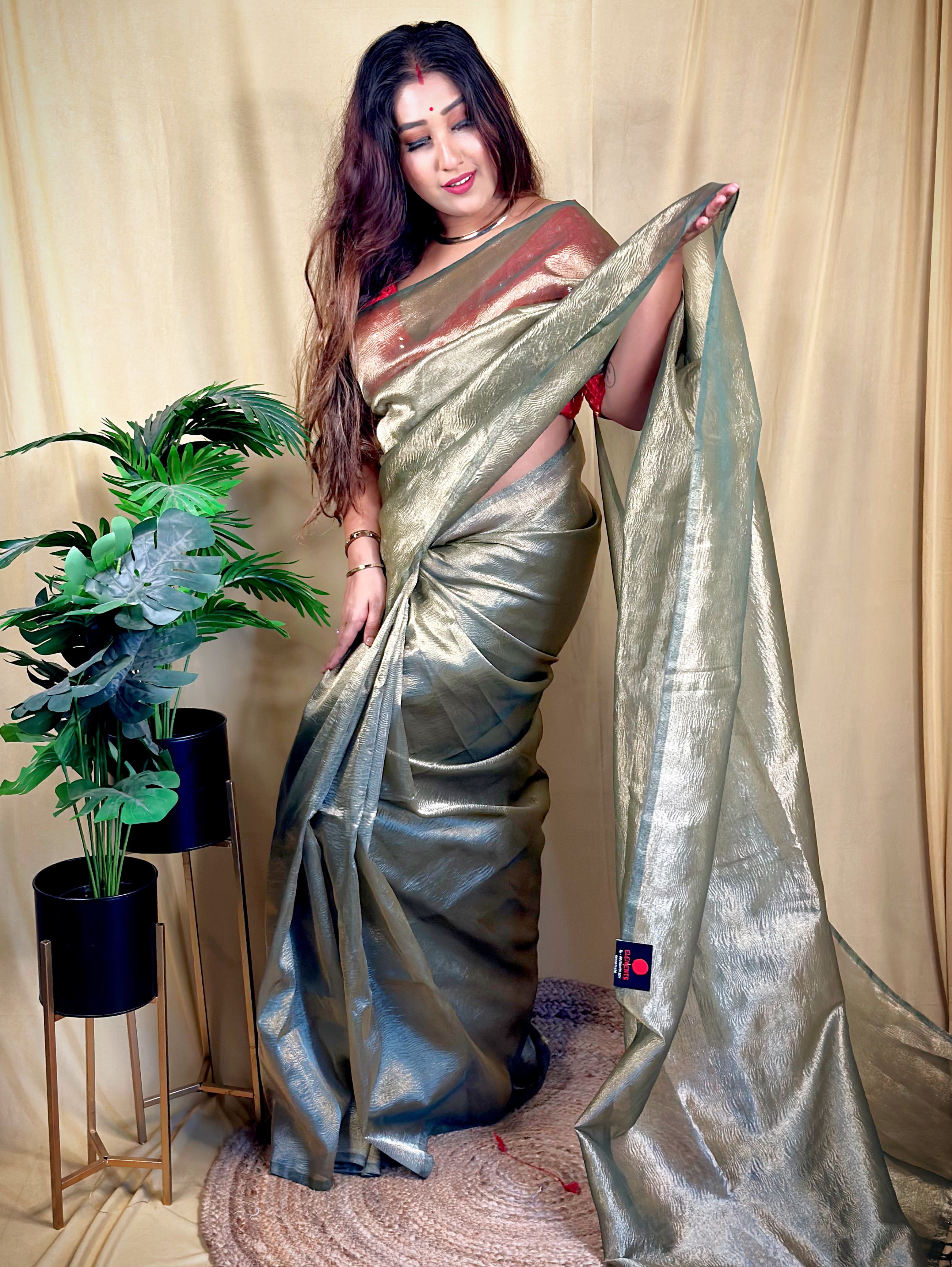 Chrome Tissue Organza Saree (Semi)