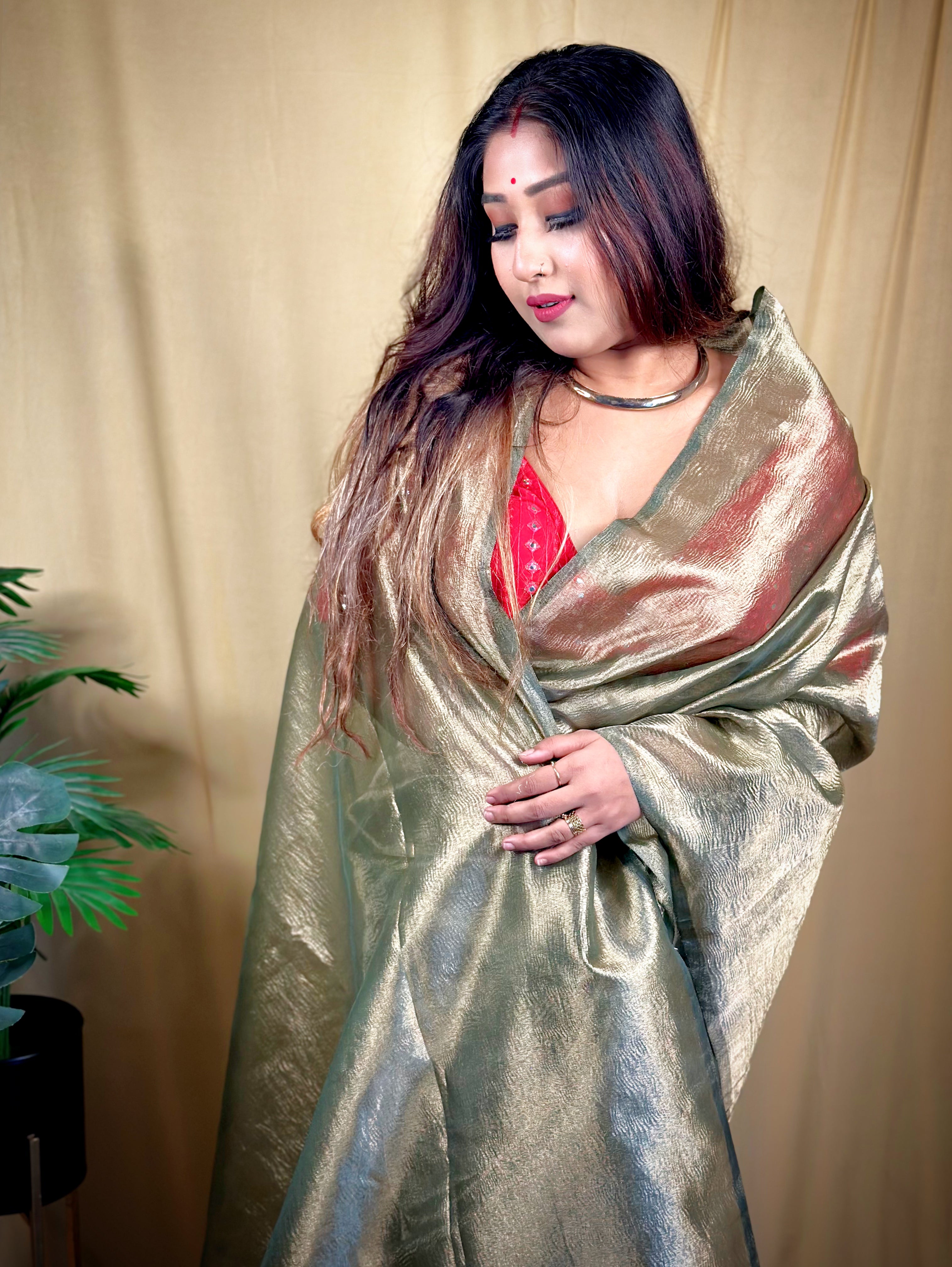 Chrome Tissue Organza Saree (Semi)