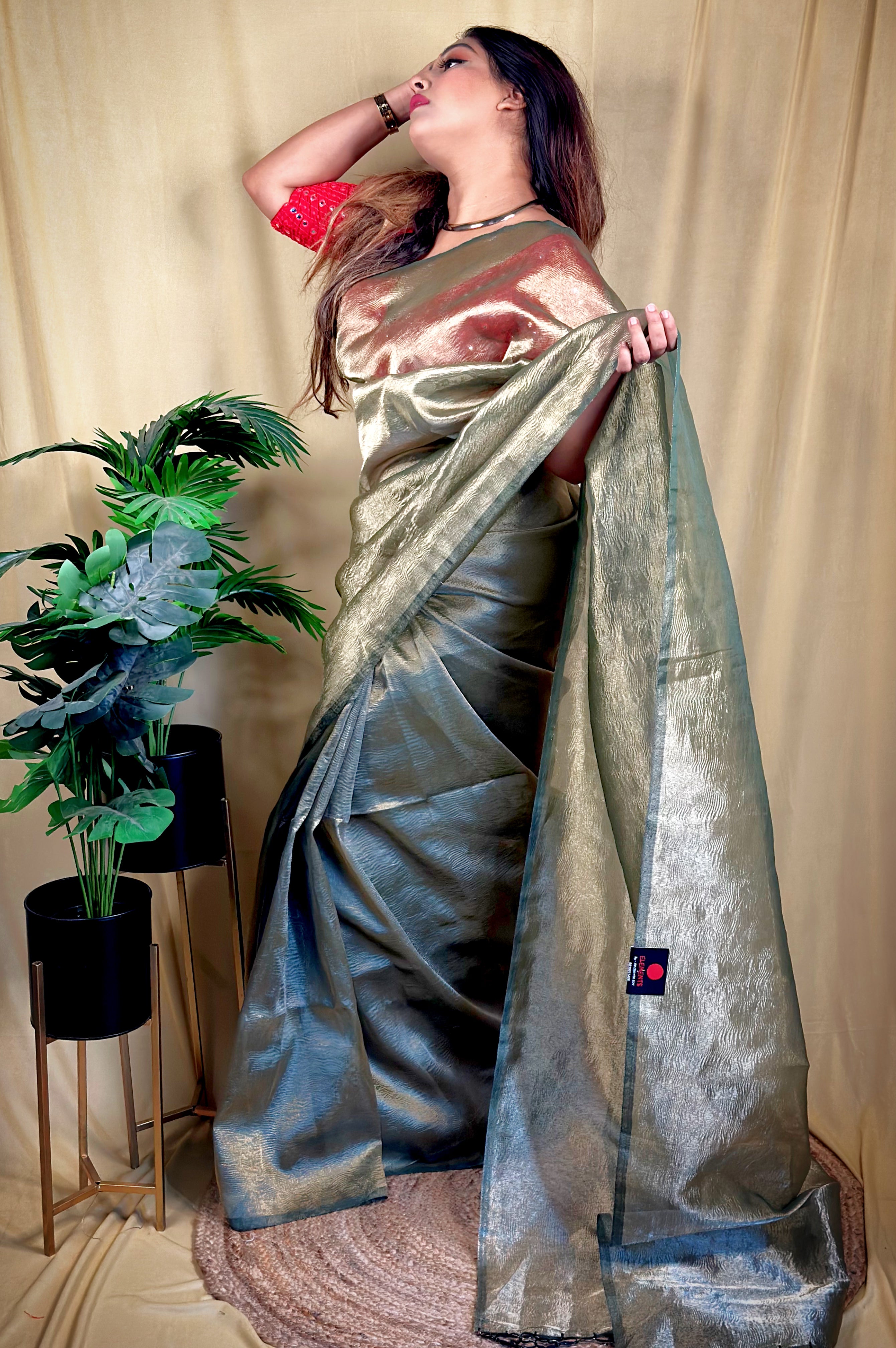 Chrome Tissue Organza Saree (Semi)