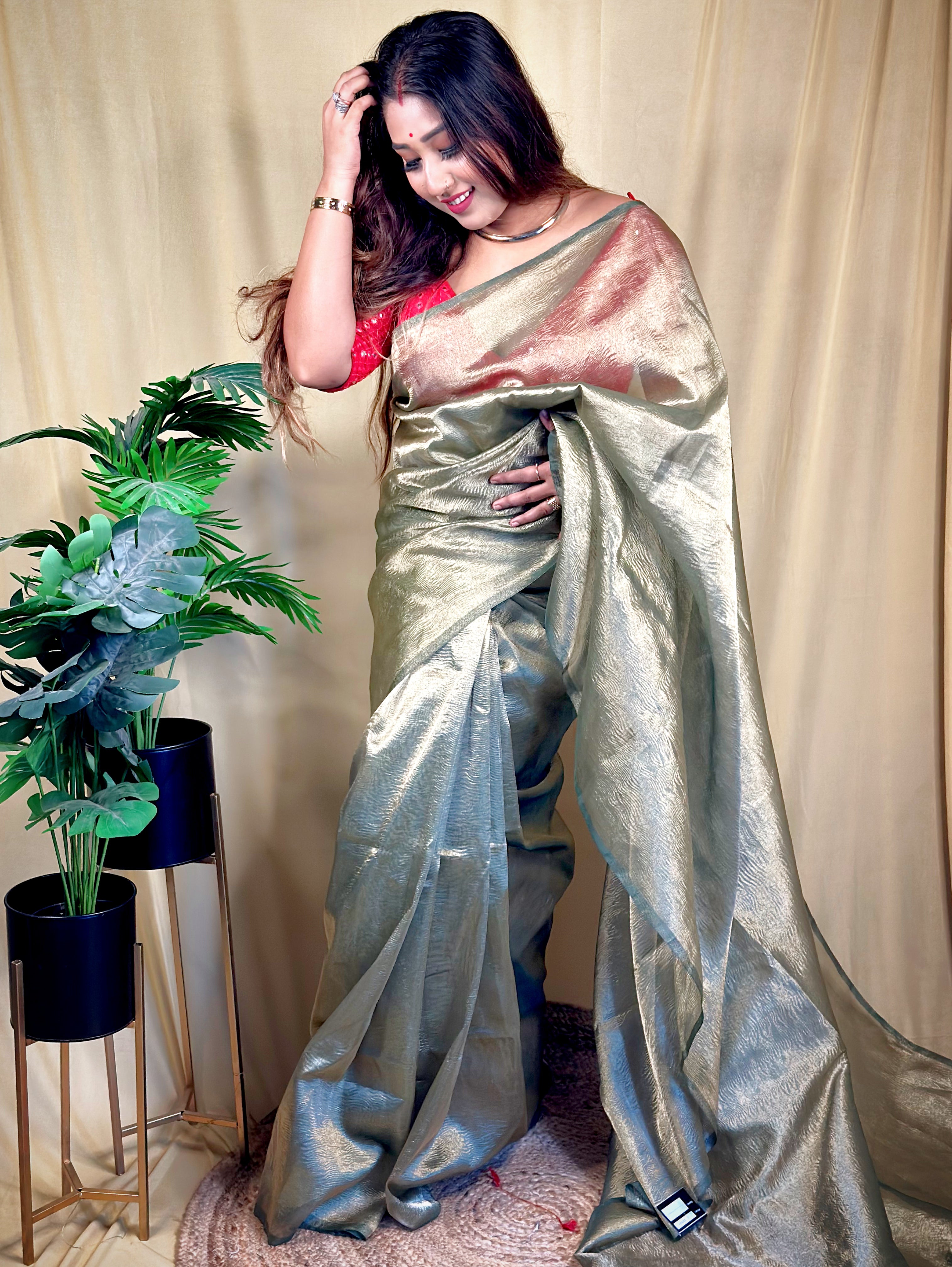 Chrome Tissue Organza Saree (Semi)