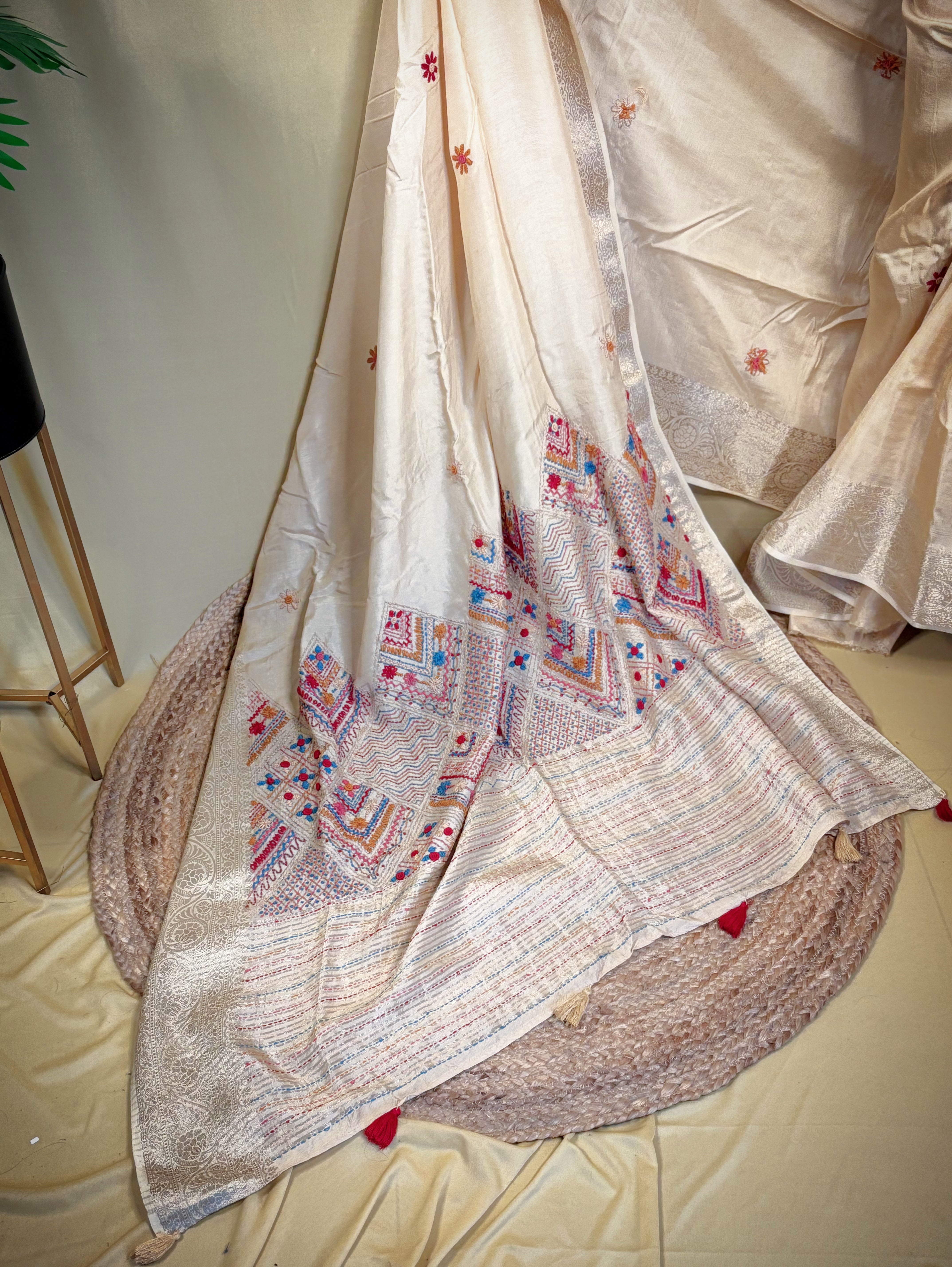 Crepe Cross-stitched Lambani Saree