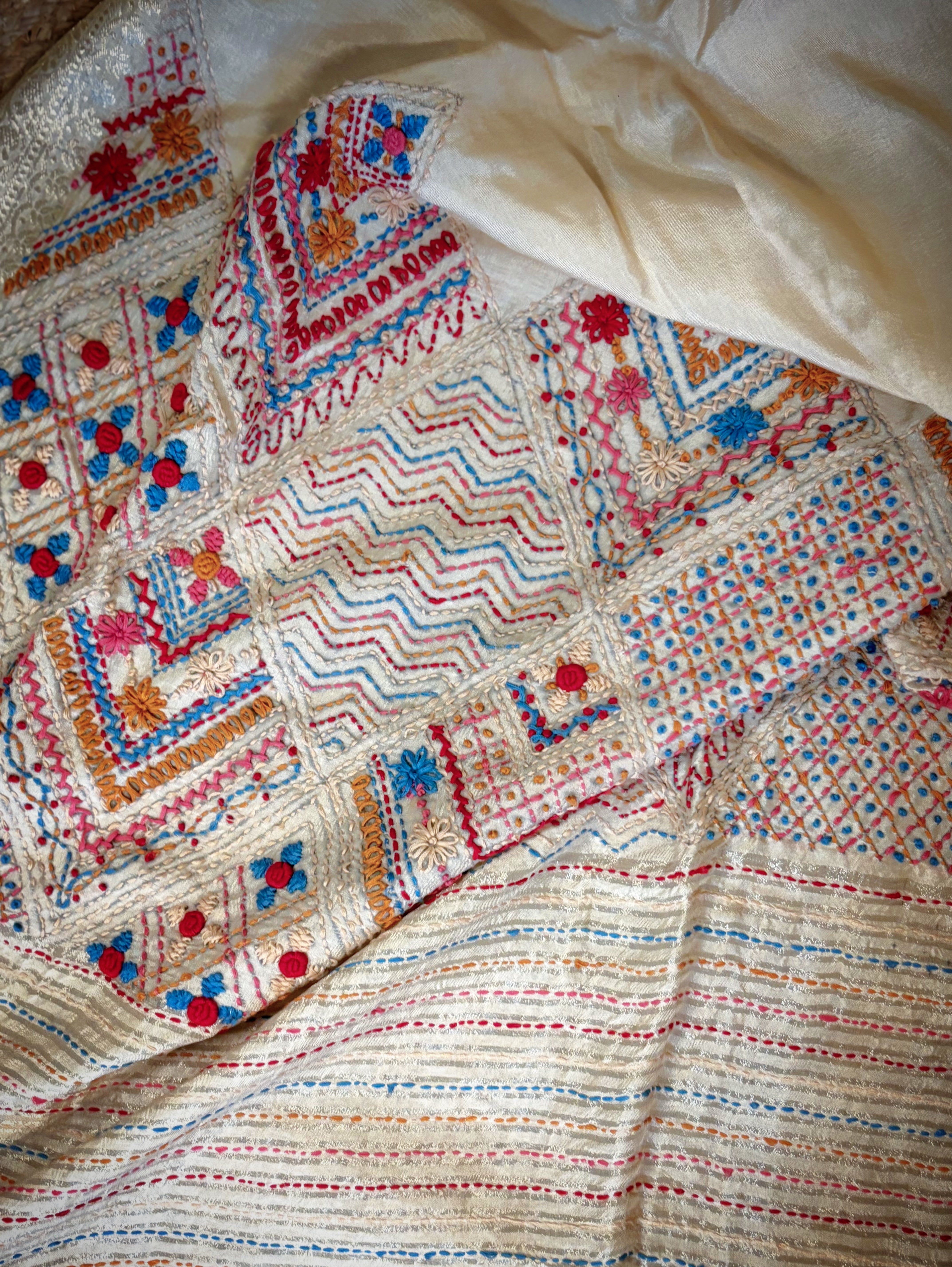 Crepe Cross-stitched Lambani Saree