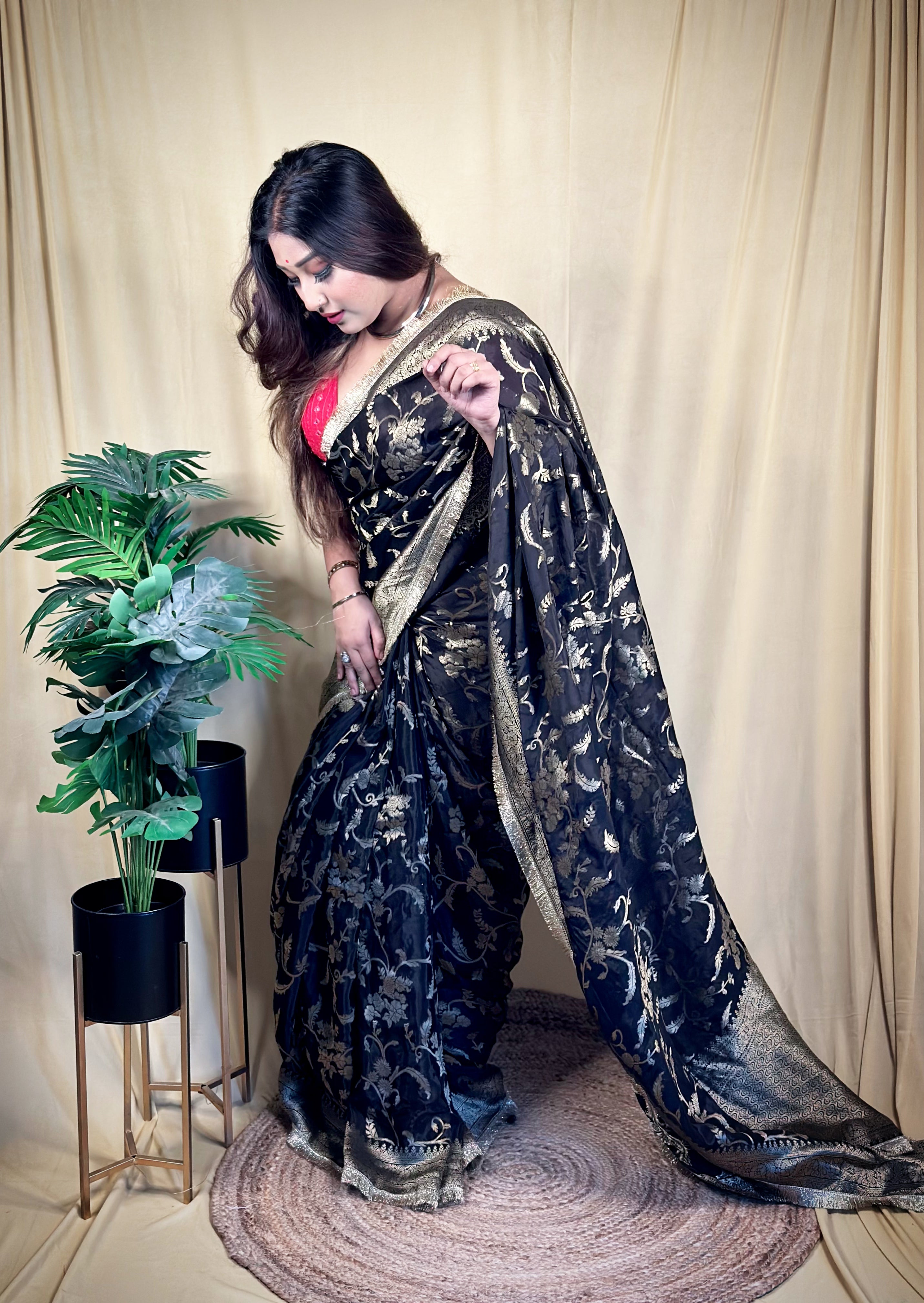 Crepe Jangla Benrasi Saree