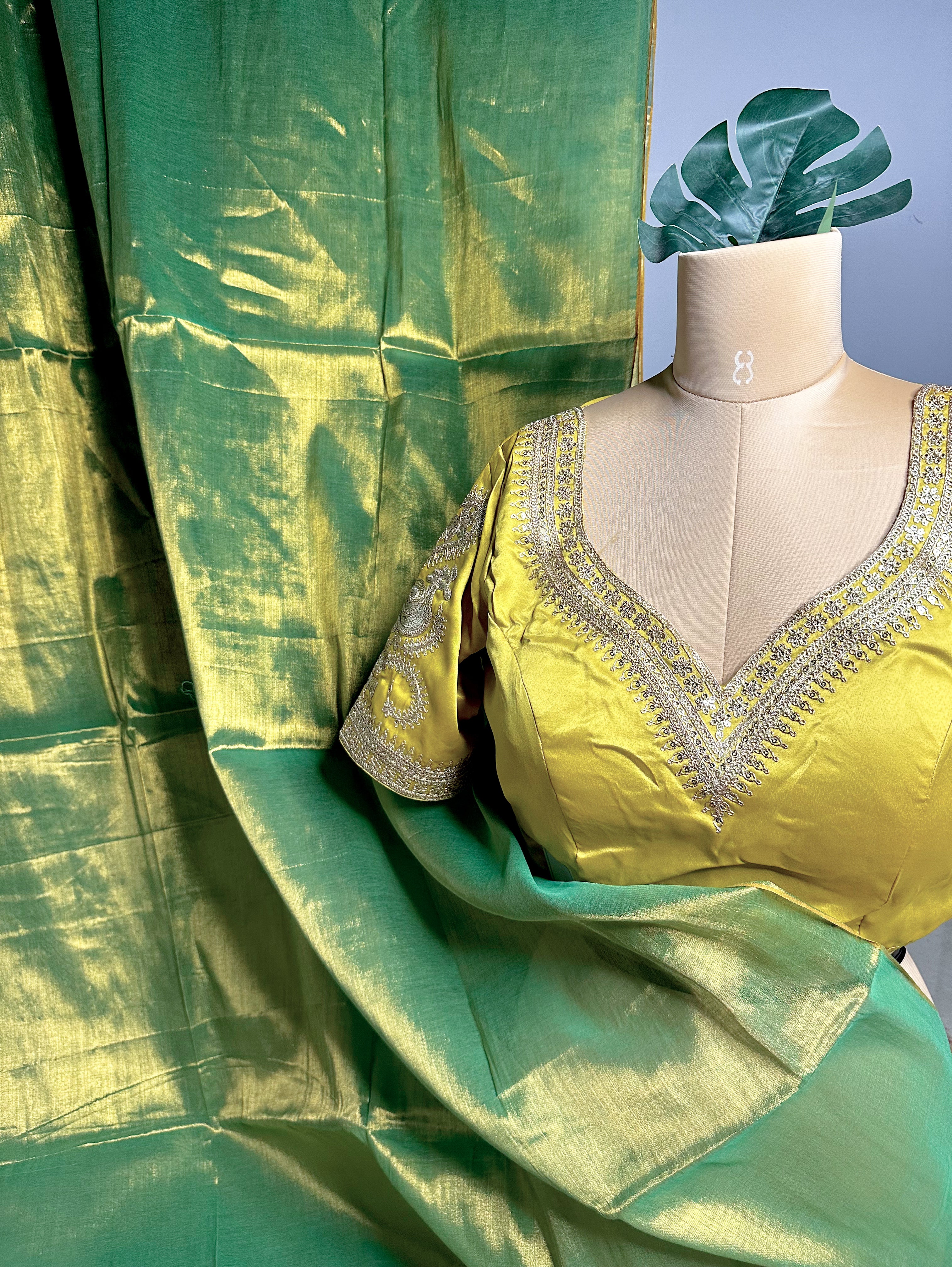 Lemon Green SILK Designer Baelauj