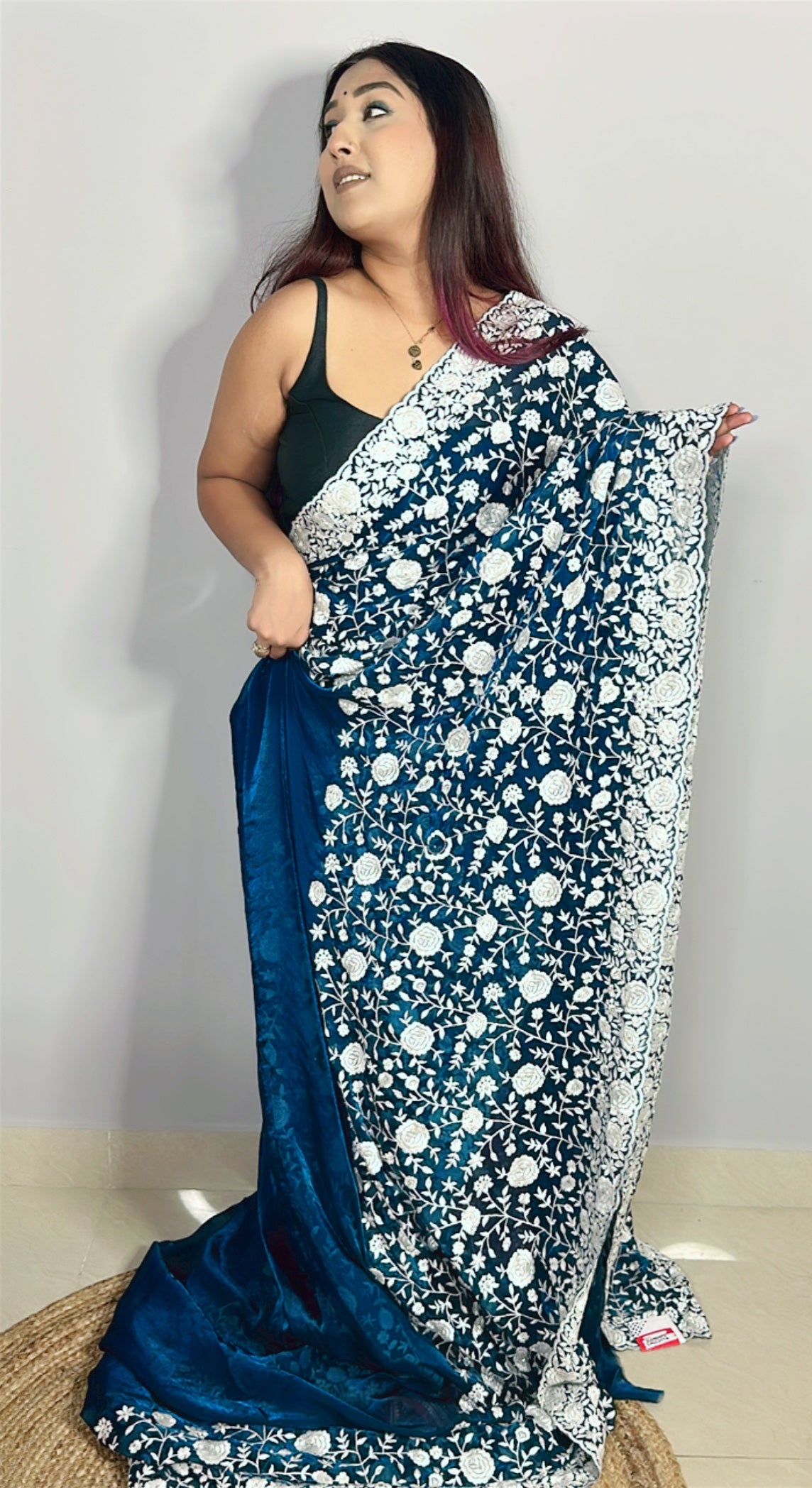 Lucknowi Crushed Tissue Saree