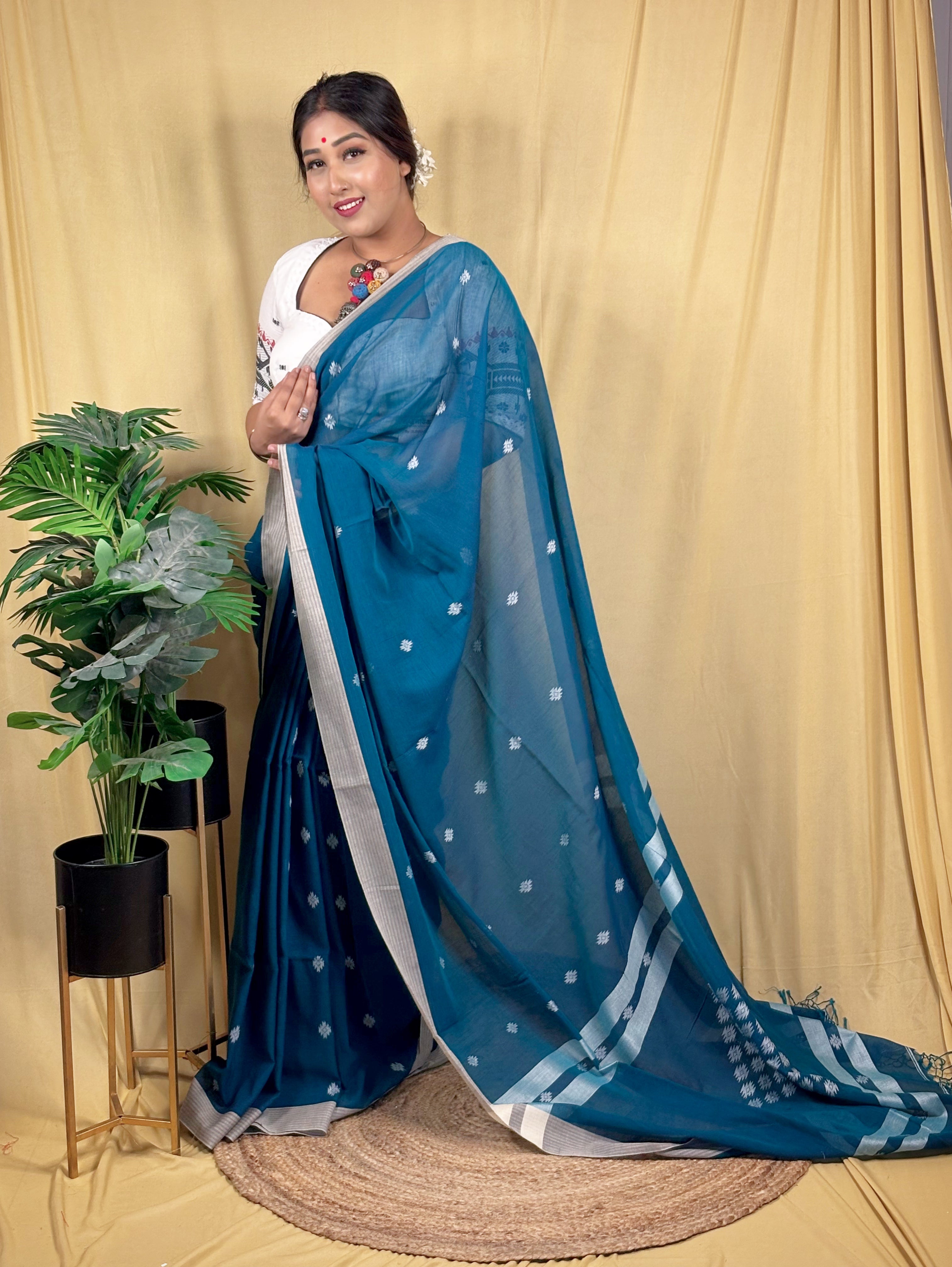 Malai Cotton Bindi Buta Saree