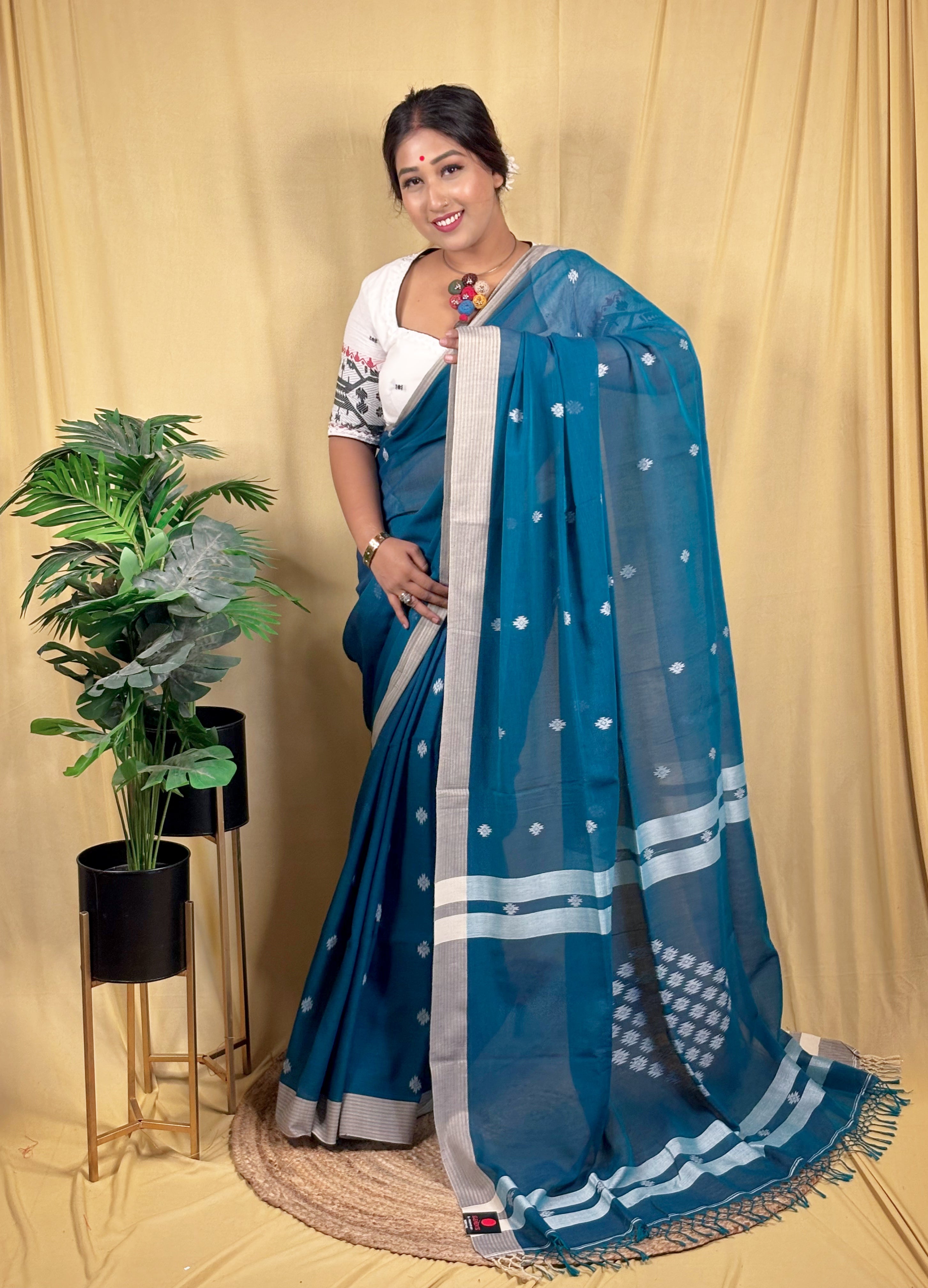 Malai Cotton Bindi Buta Saree