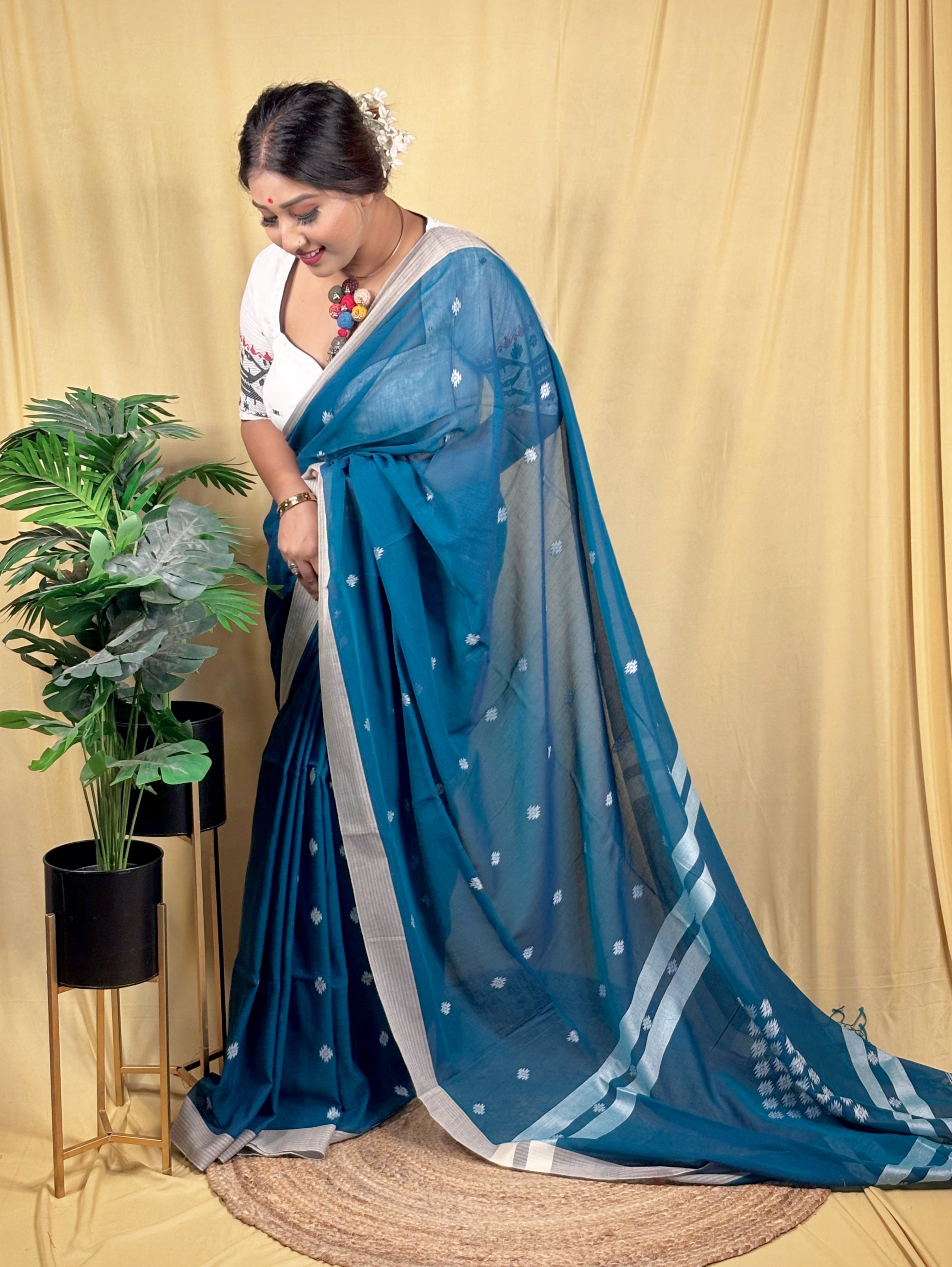 Malai Cotton Bindi Buta Saree