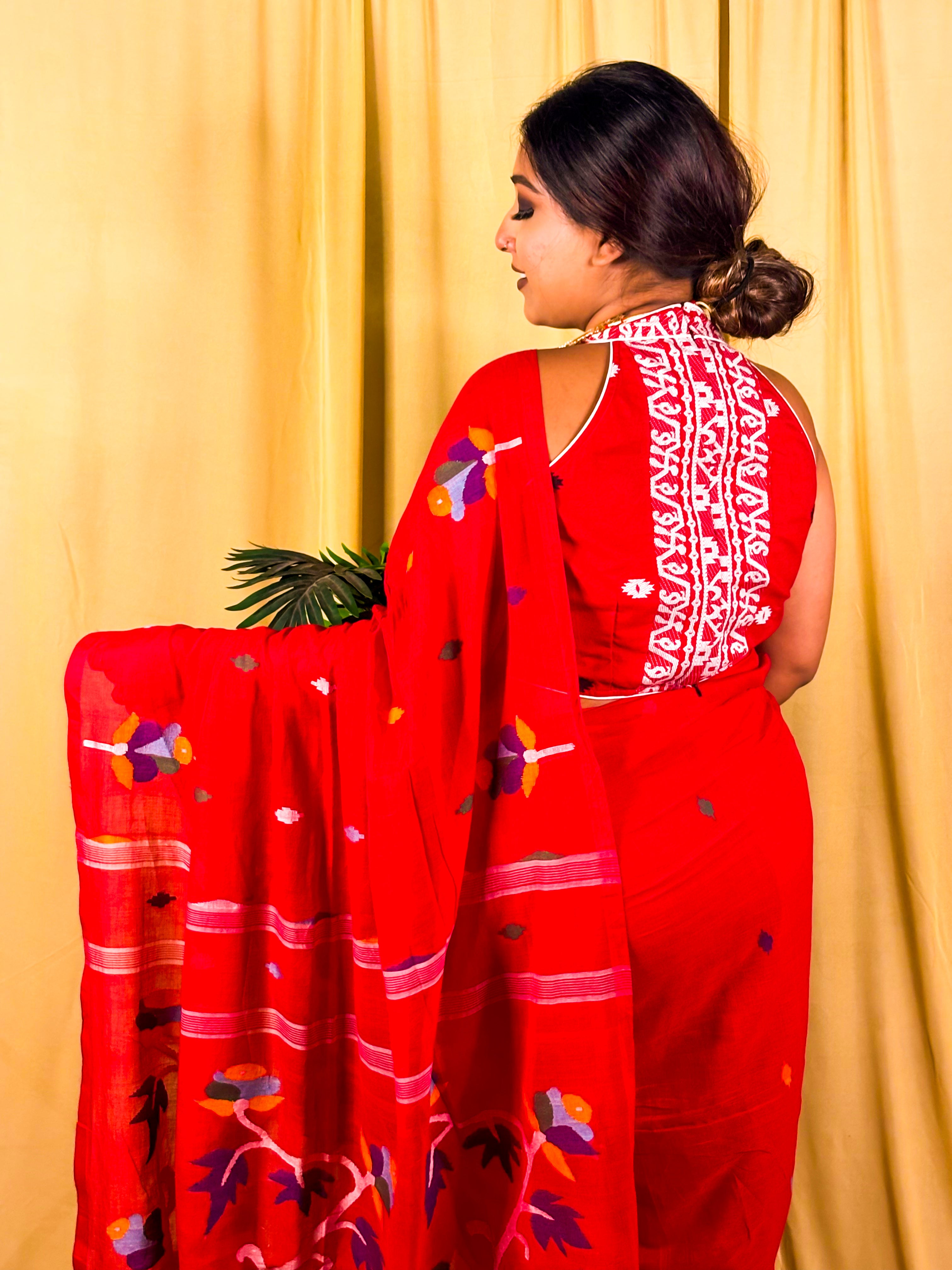 Malai Cotton - Needle Work Jamdani Saree