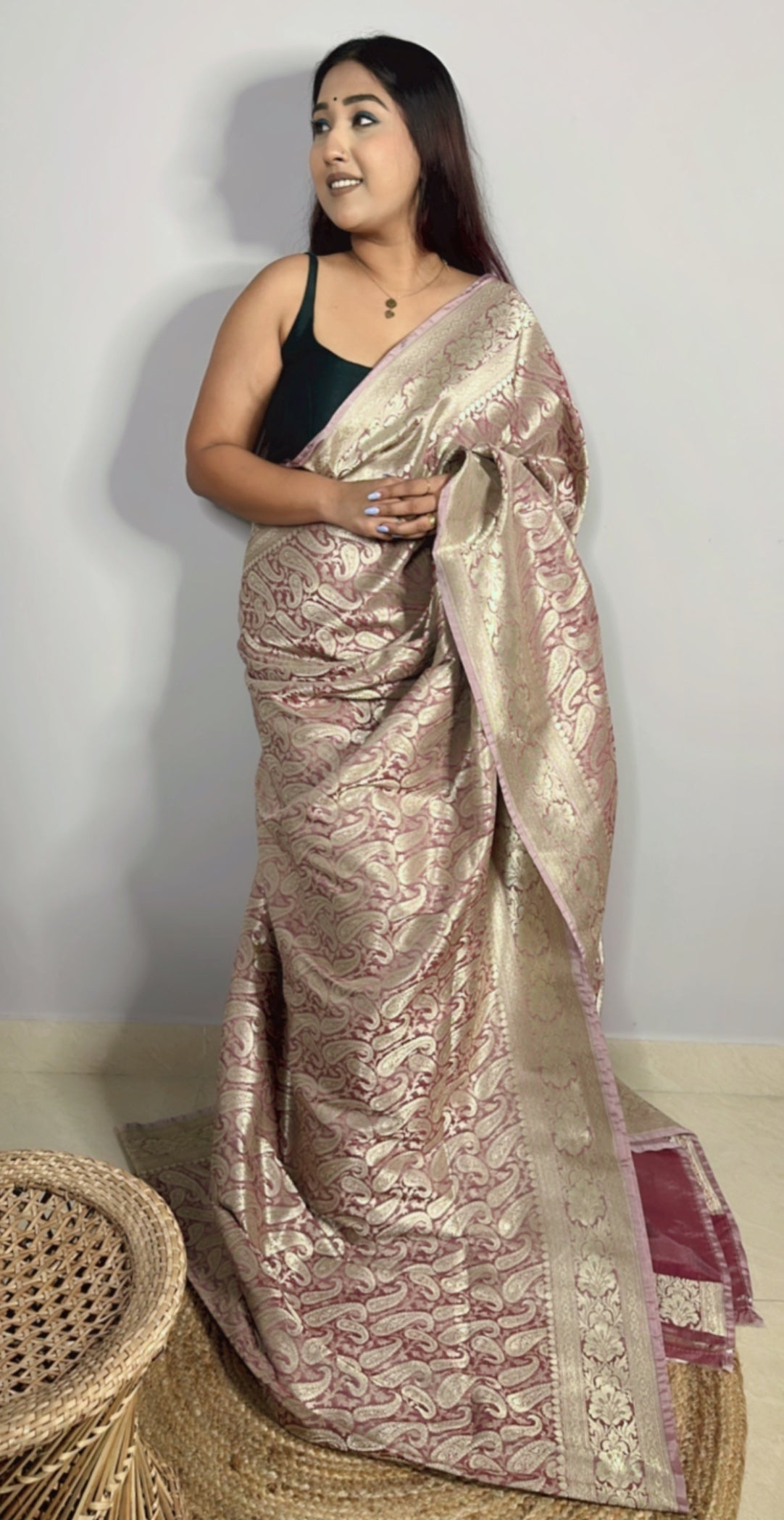 Pastel Katan Benarasi Saree