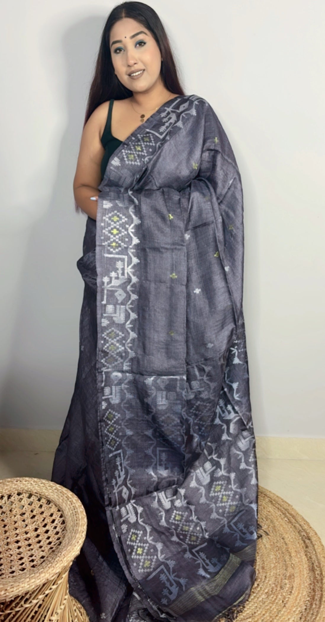 Pure Gachi Tussar Jamdani Saree