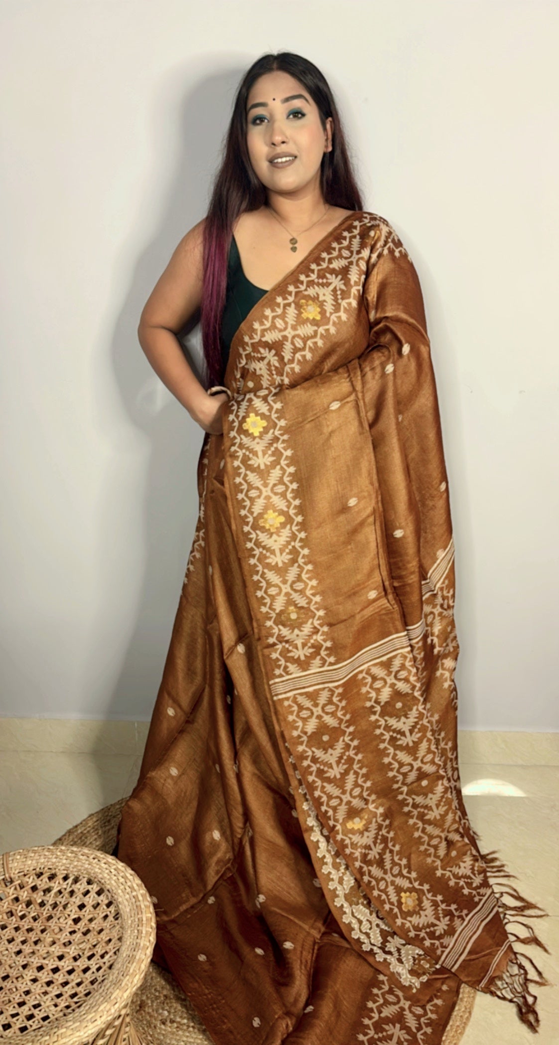 Pure Gachi Tussar Jamdani Saree
