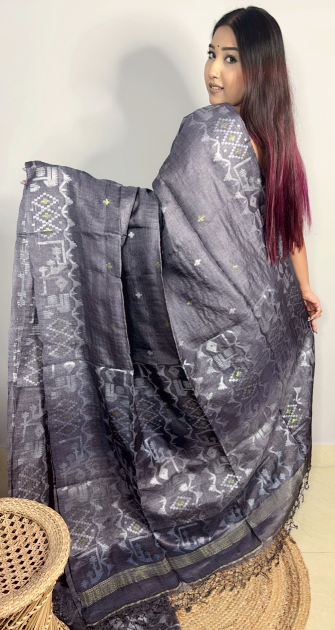 Pure Gachi Tussar Jamdani Saree