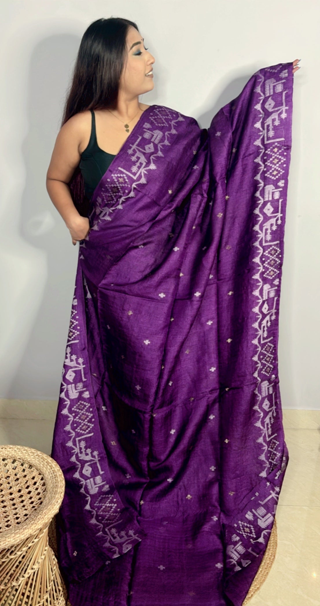 Pure Gachi Tussar Jamdani Saree