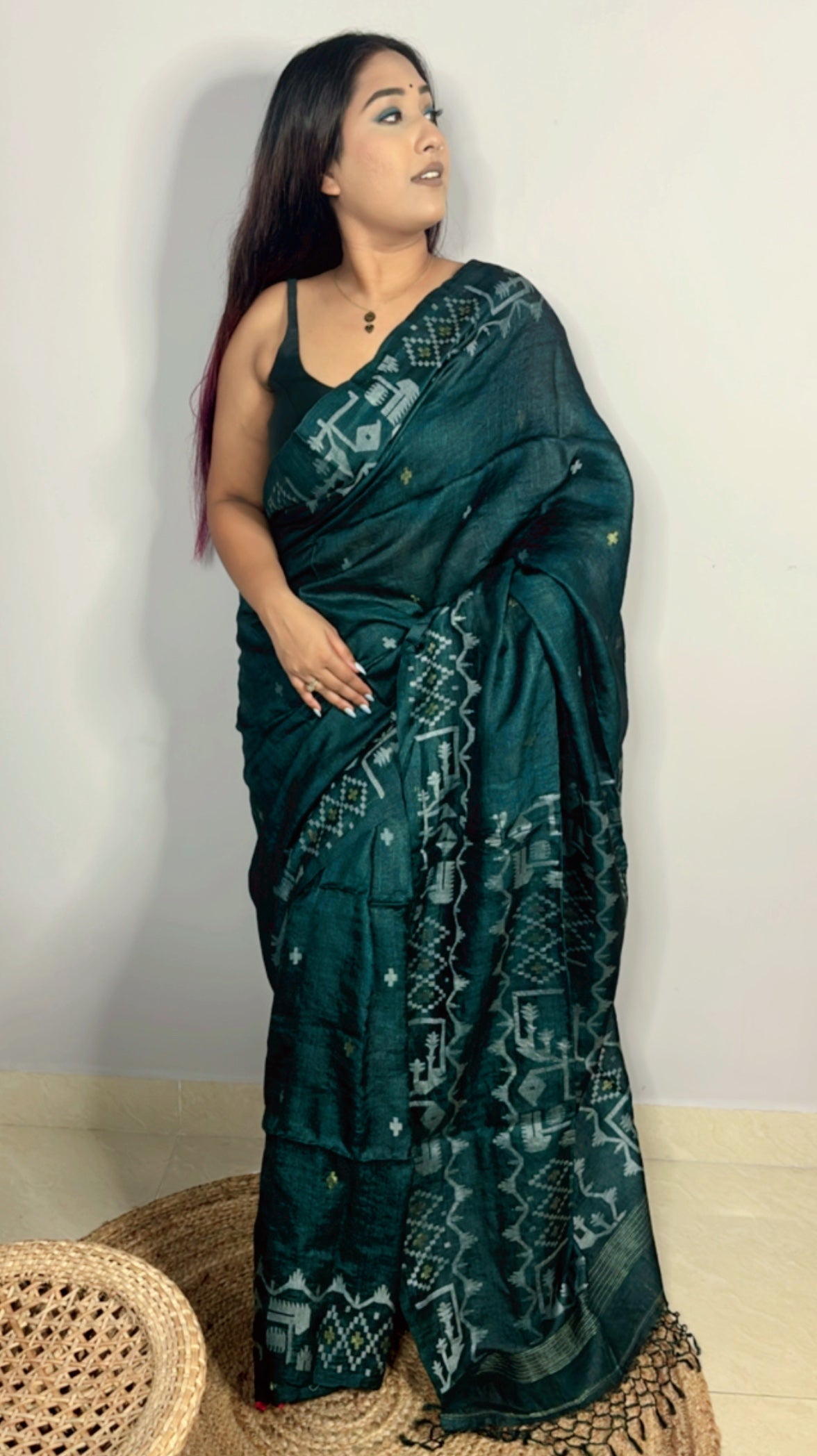 Pure Gachi Tussar Jamdani Saree