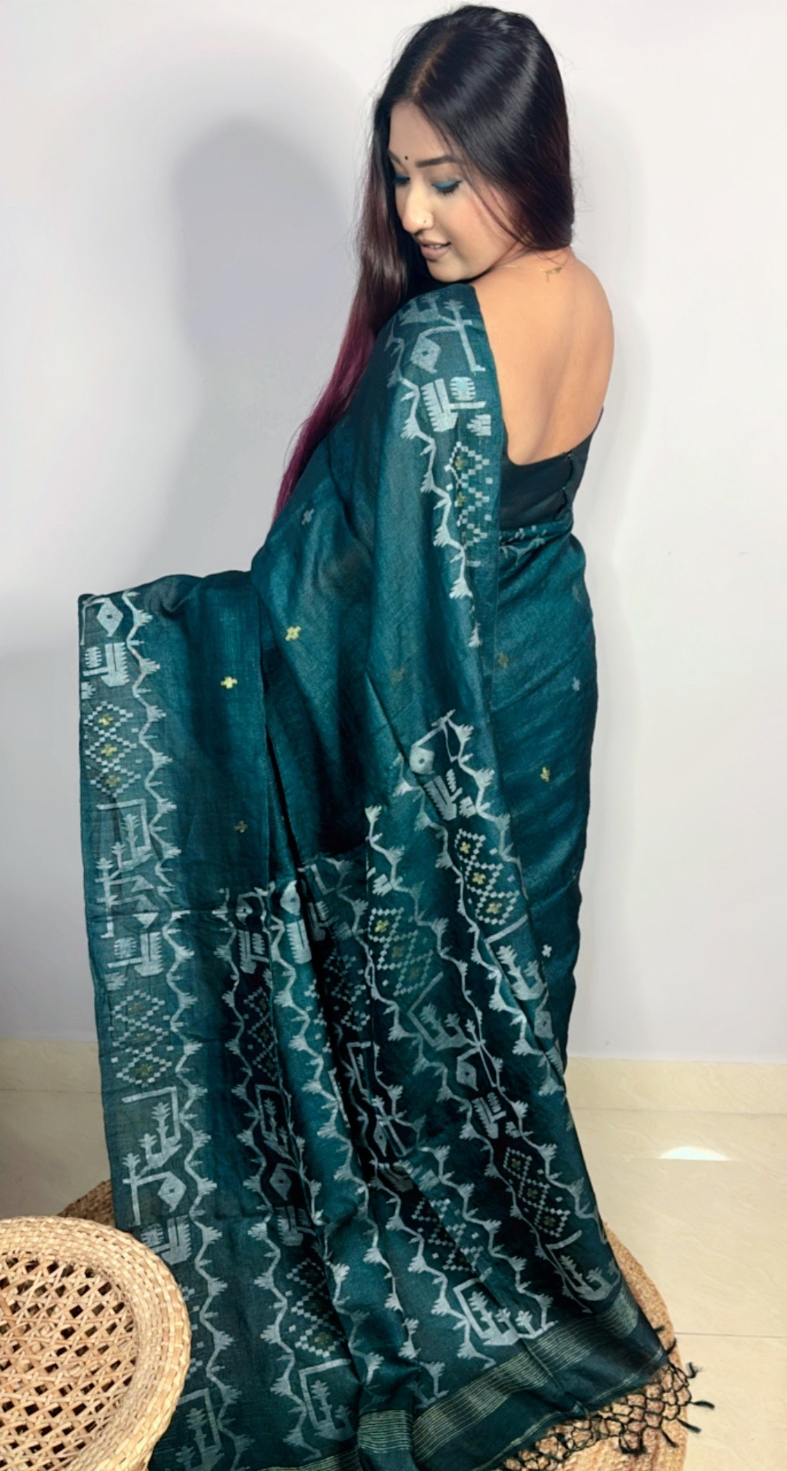 Pure Gachi Tussar Jamdani Saree