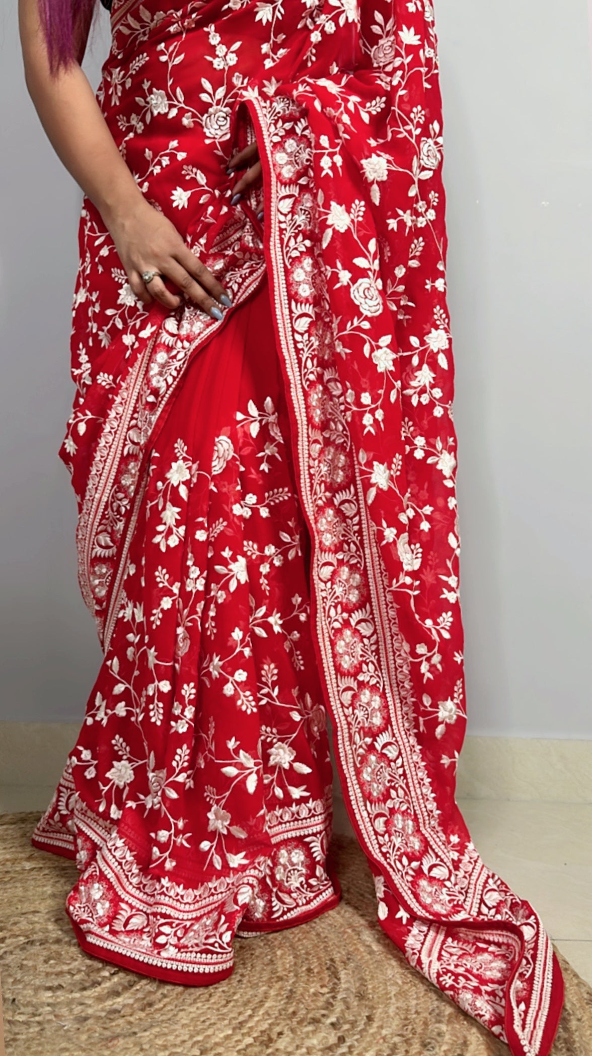 Pure Georgette Intricate Embroidered Saree
