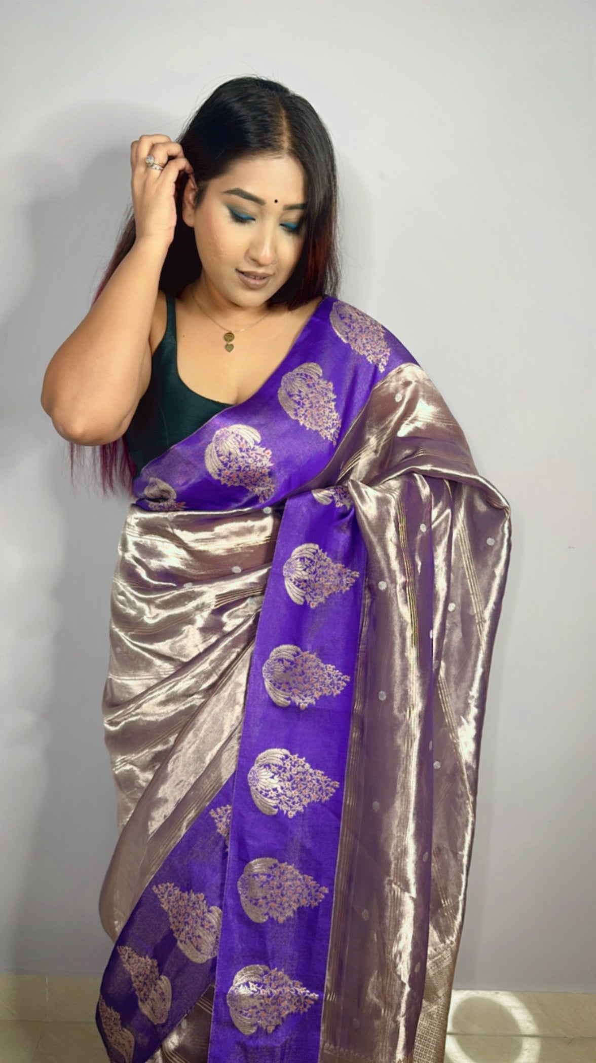 Pure Silver Tissue with Raw Mango border Saree