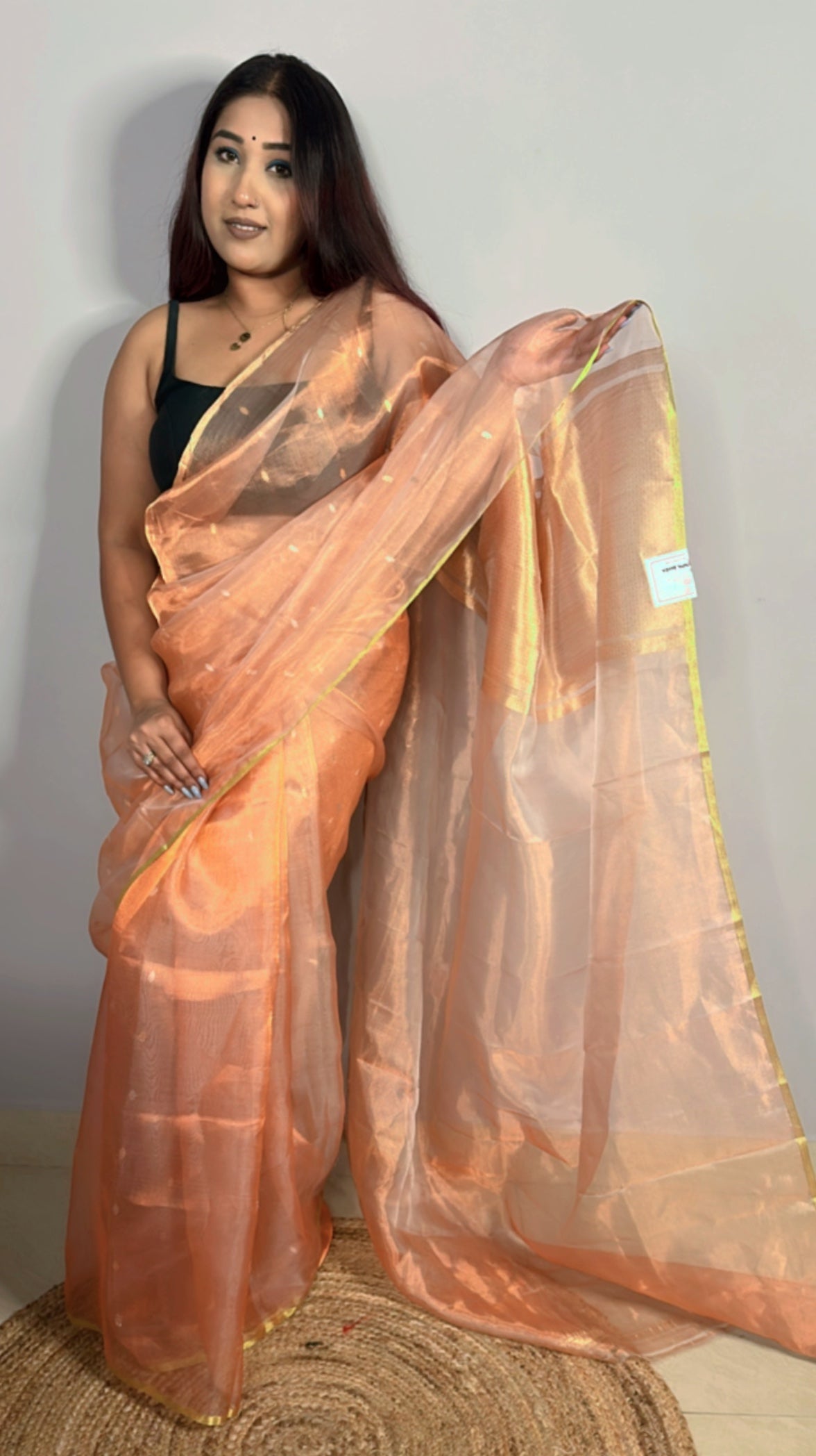 Pure Tissue Karwa Buta Saree