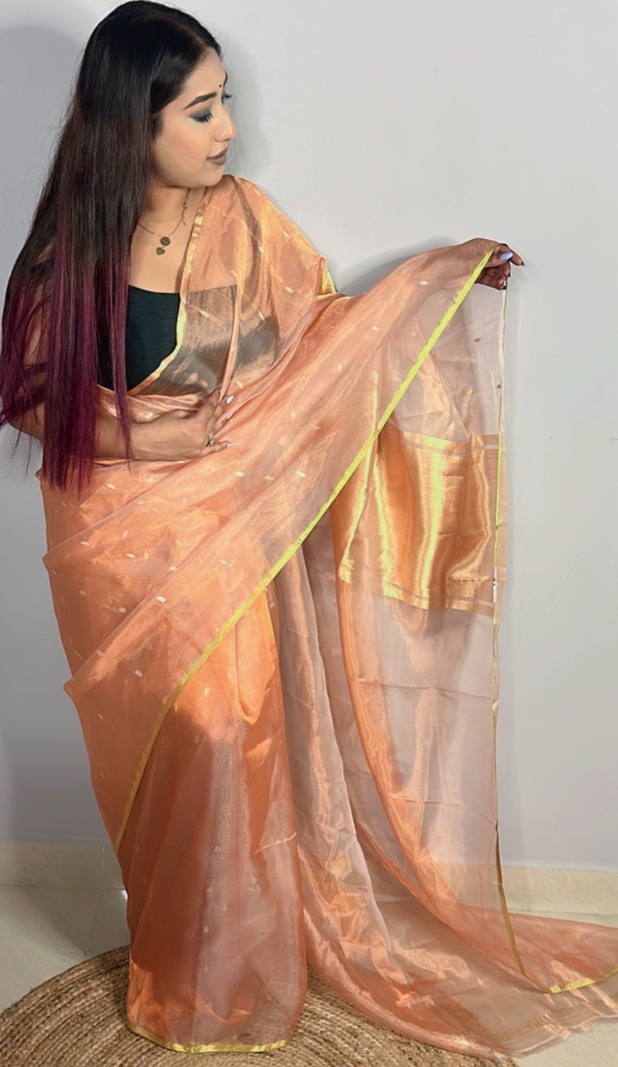 Pure Tissue Karwa Buta Saree