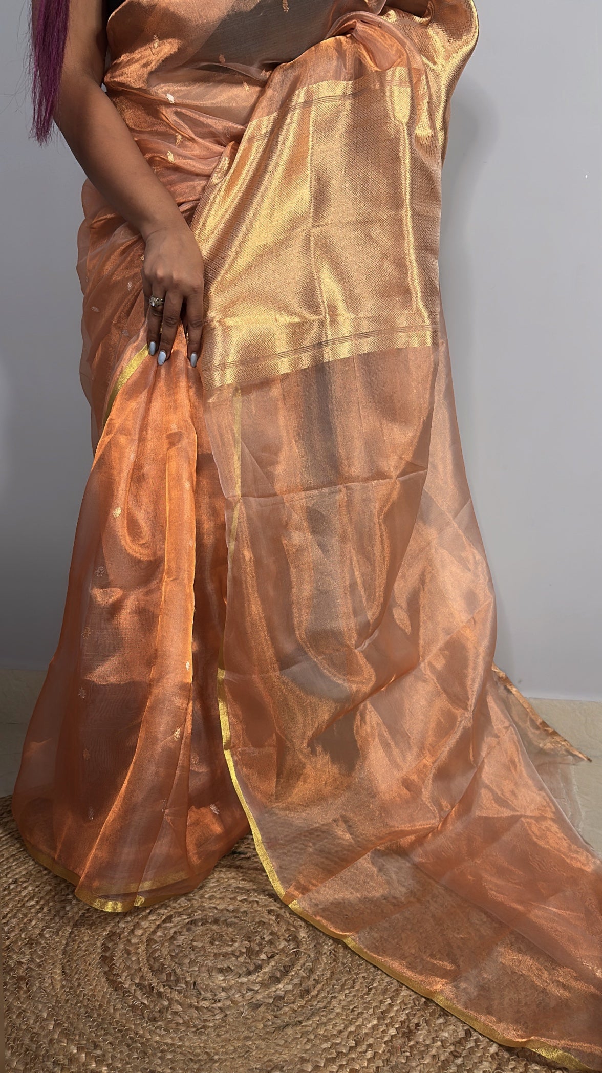 Pure Tissue Karwa Buta Saree