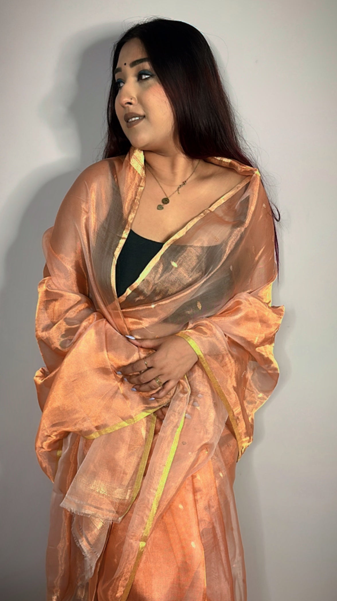 Pure Tissue Karwa Buta Saree