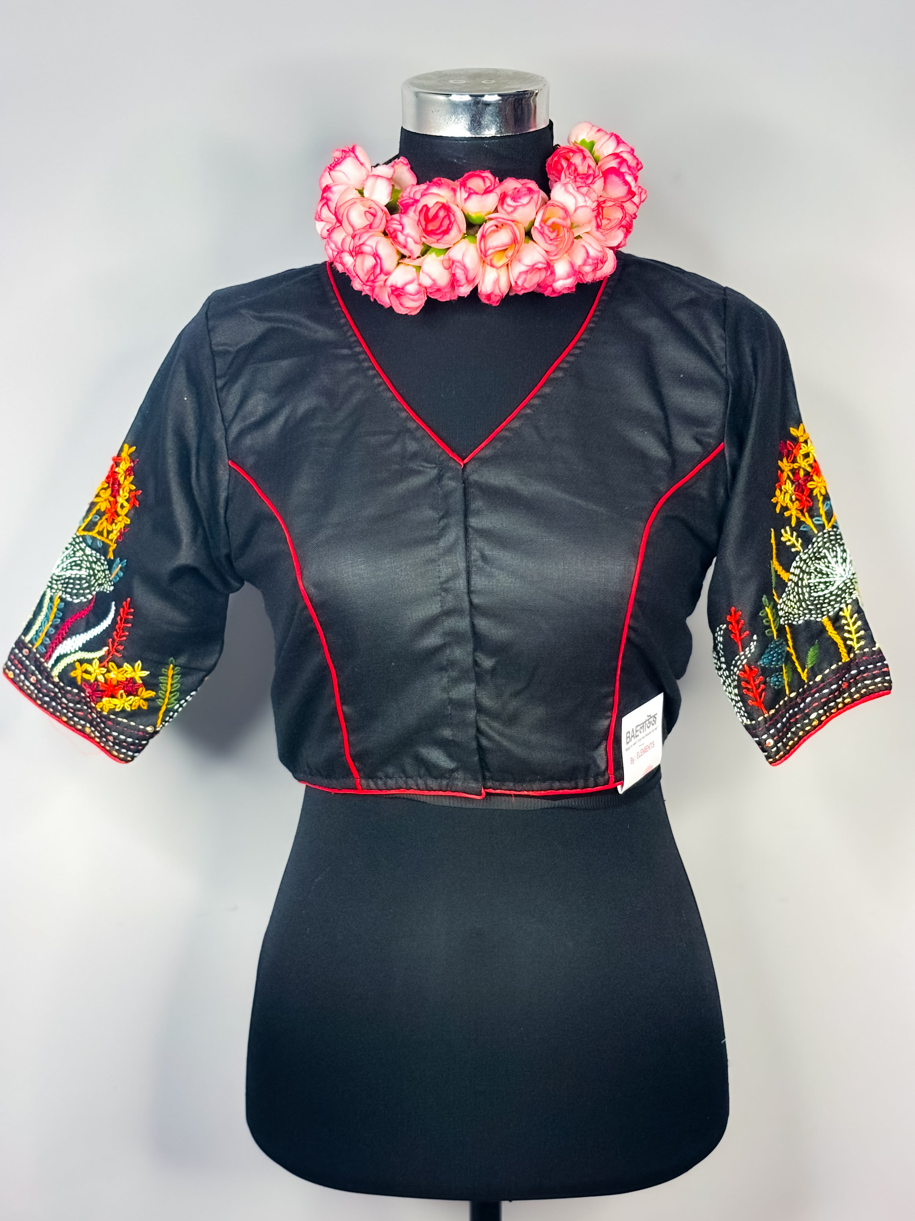 Black Cotton Embroidery Baelauj