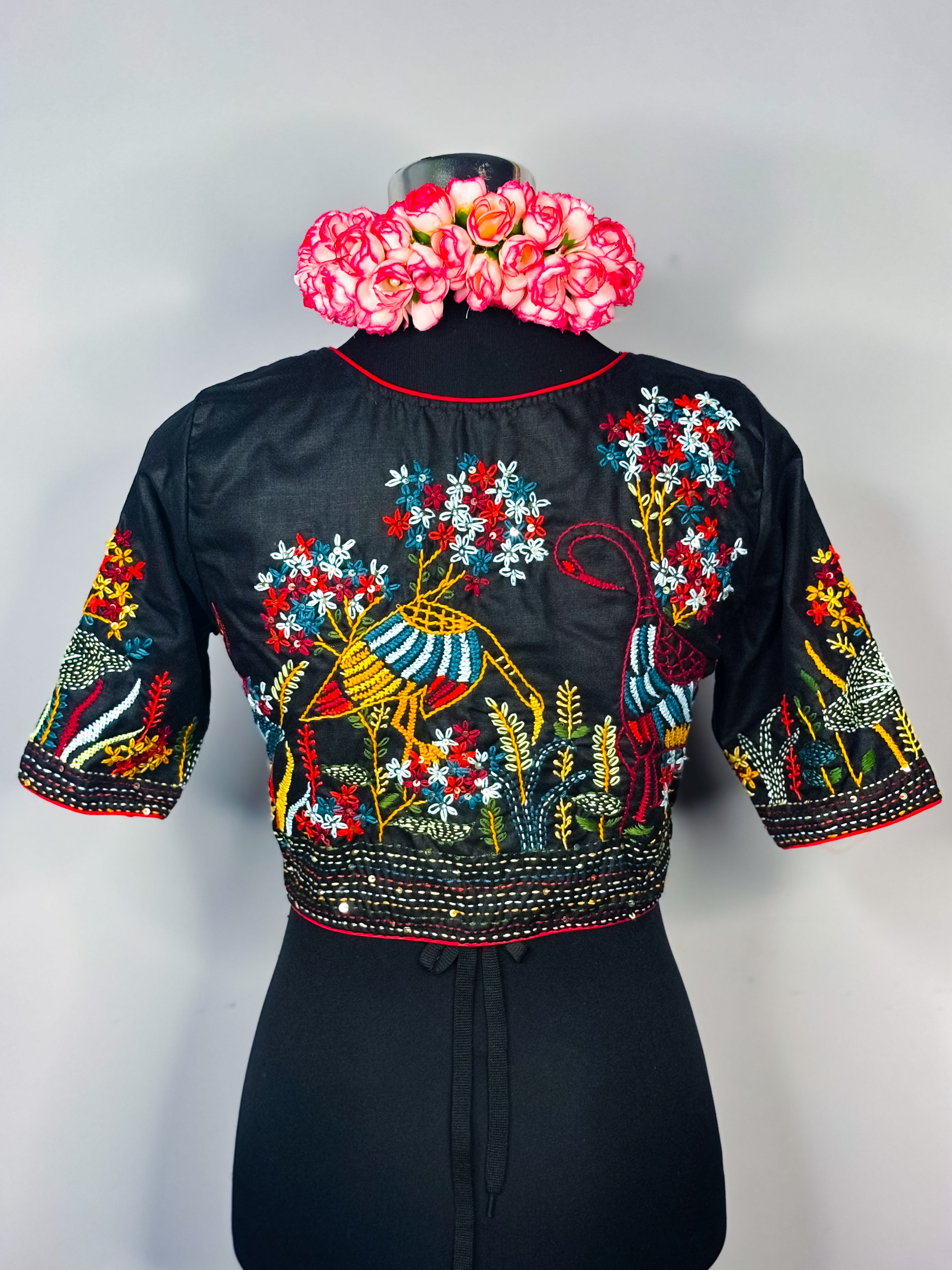 Black Cotton Embroidery Baelauj