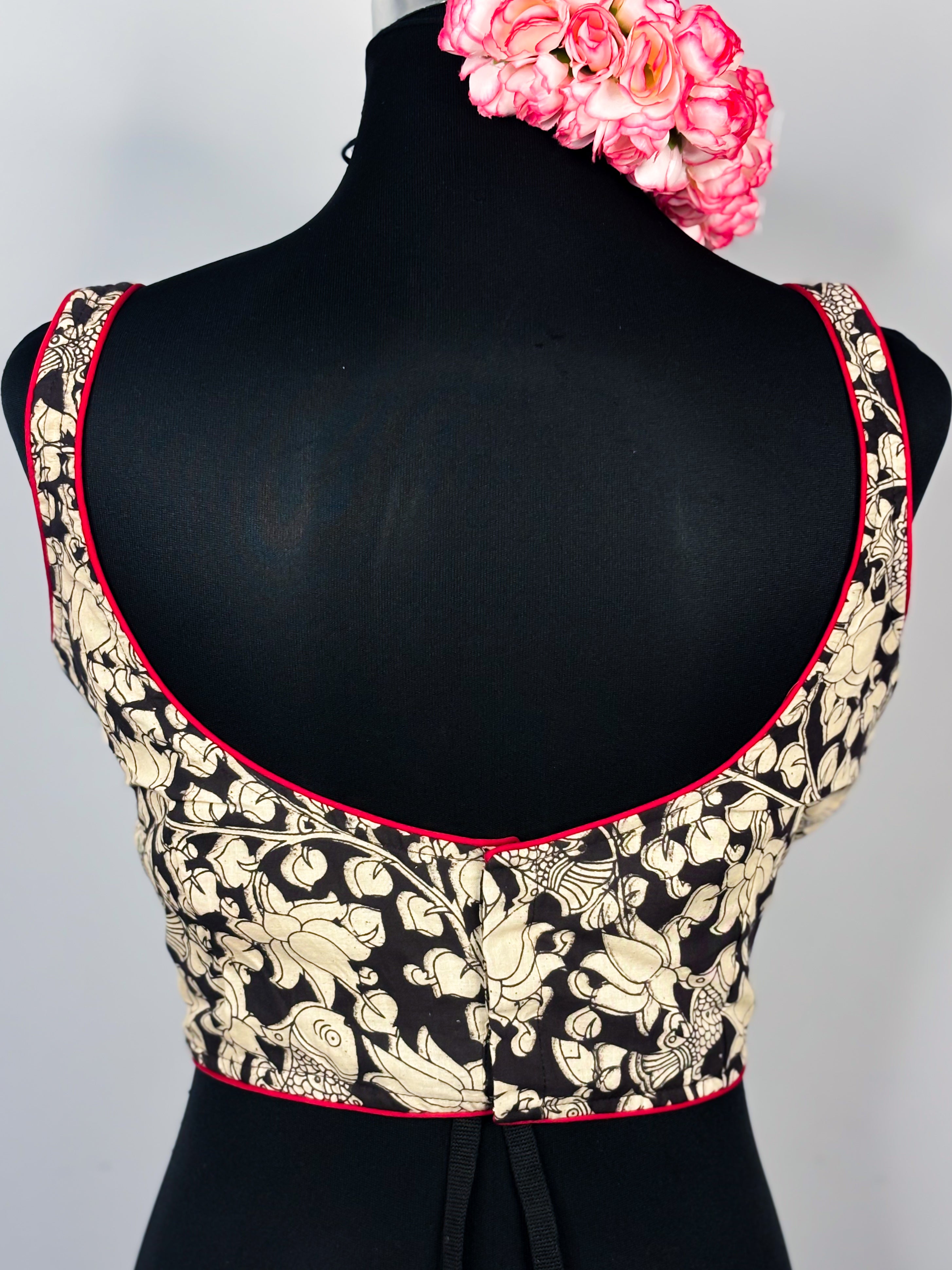 Black Cotton Kalamkari Baelauj