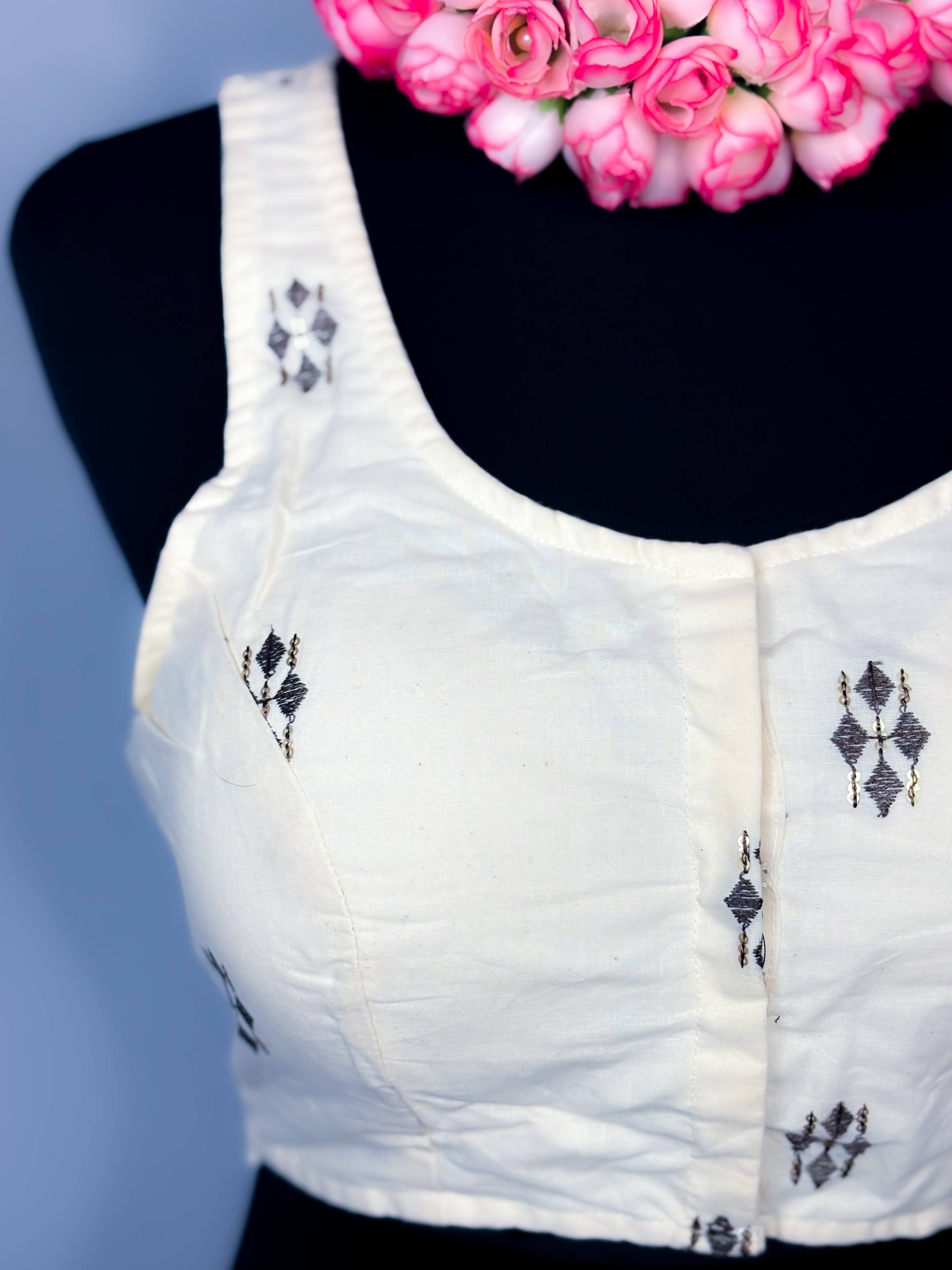 Cotton Racer Threadwork Blouse