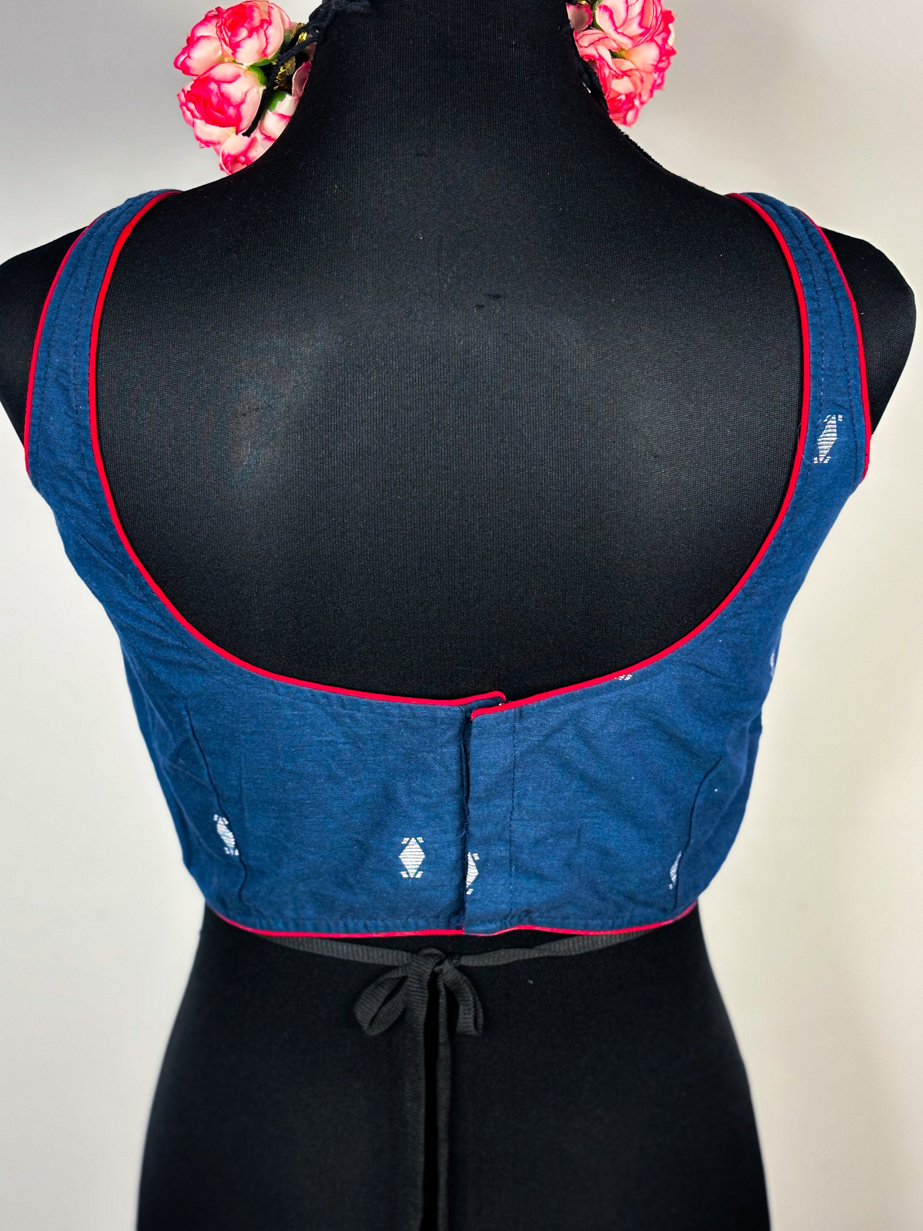 Deep Blue Cotton Jamdani Blouse