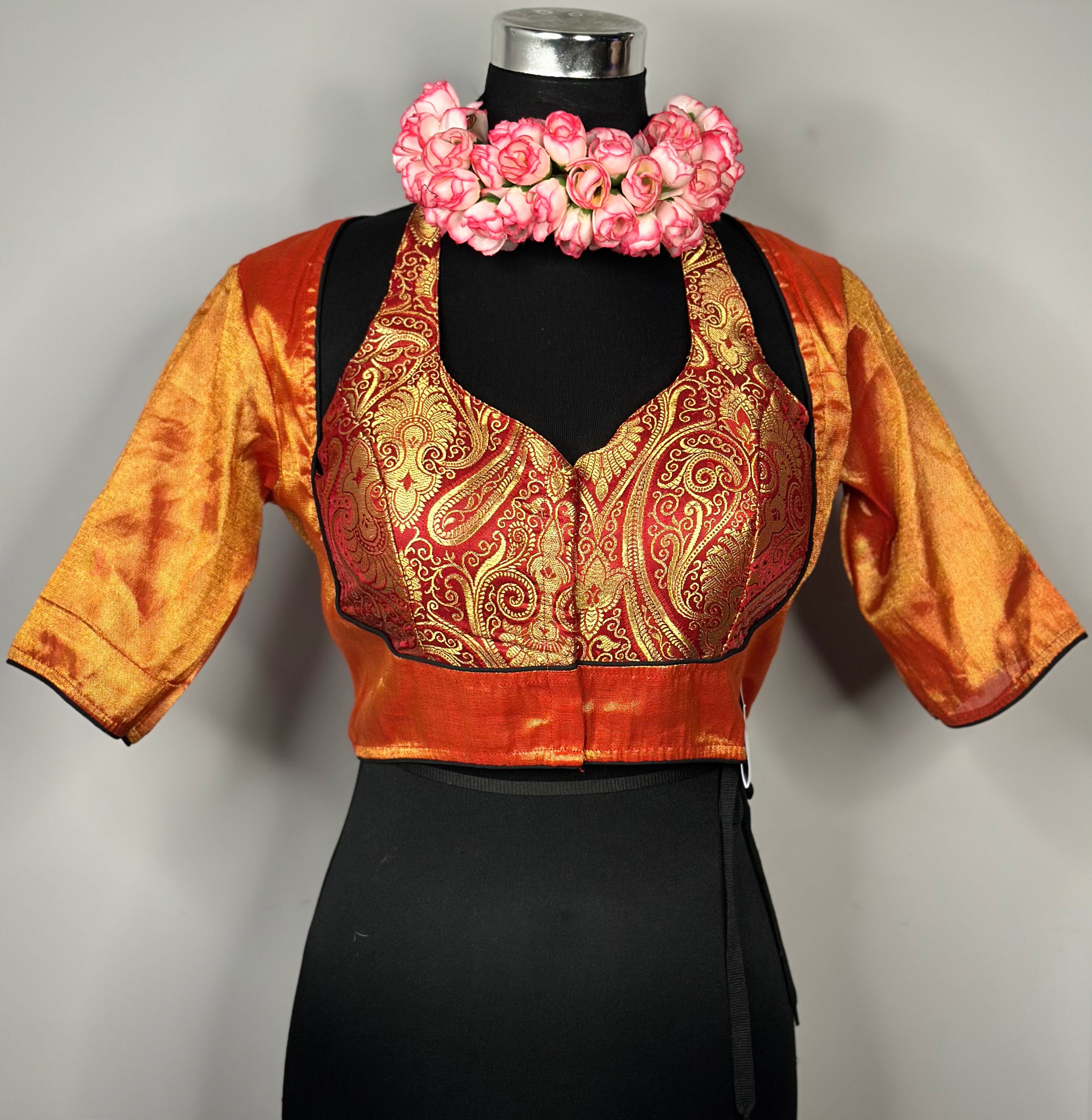 Liquid Gold Red Tissue Benarasi Blouse