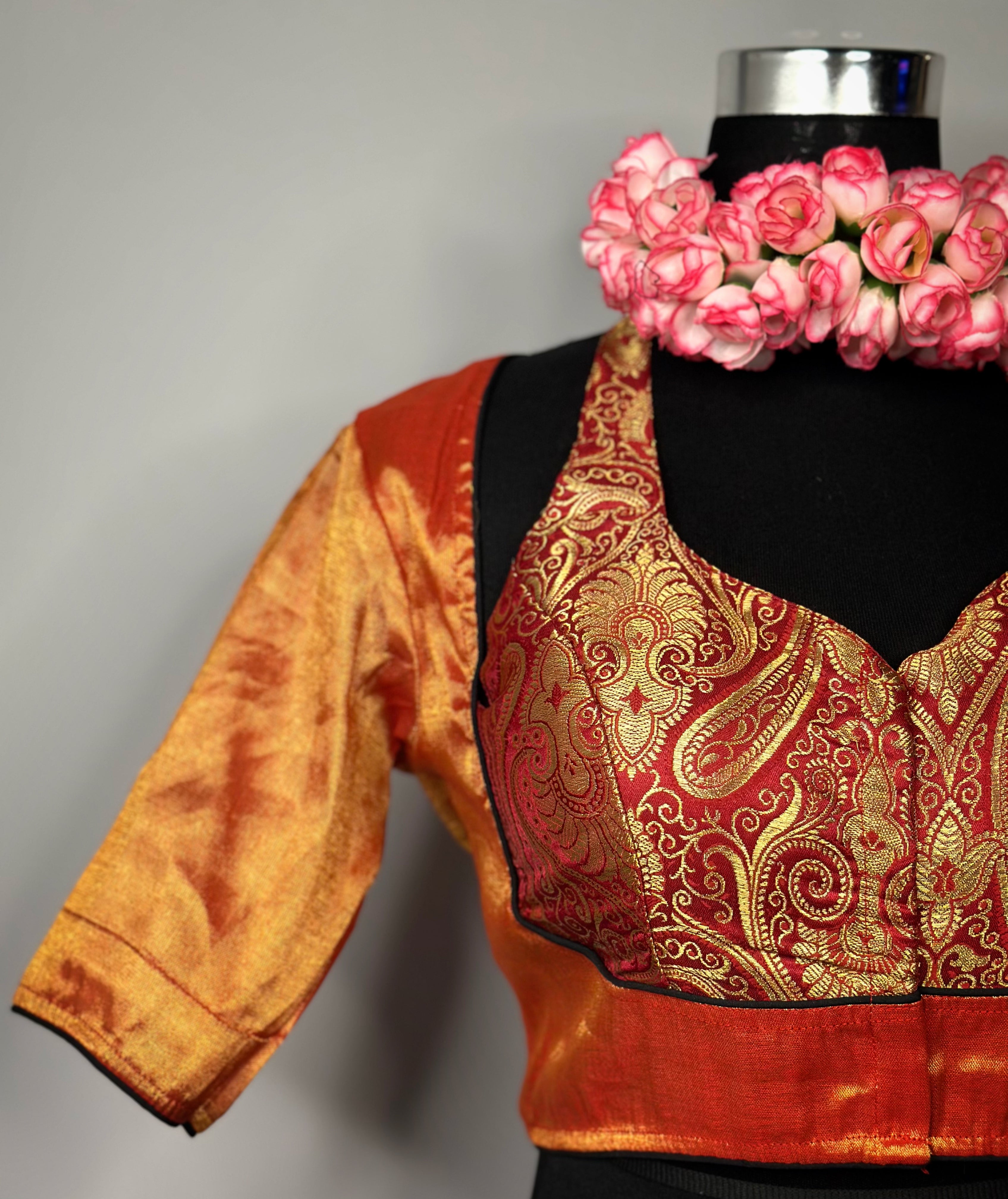 Liquid Gold Red Tissue Benarasi Blouse