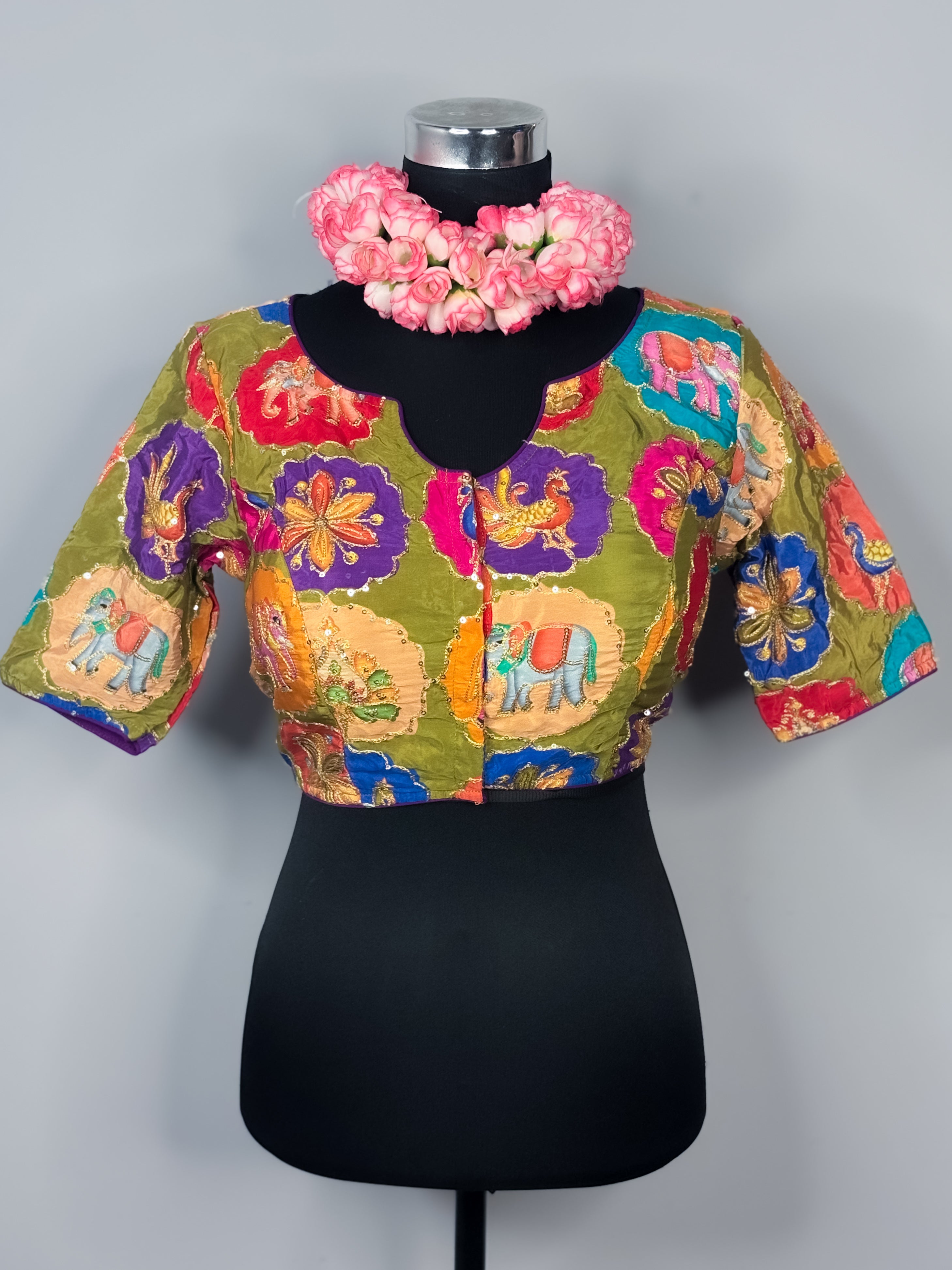Pichwai Pattern Silk Blouse