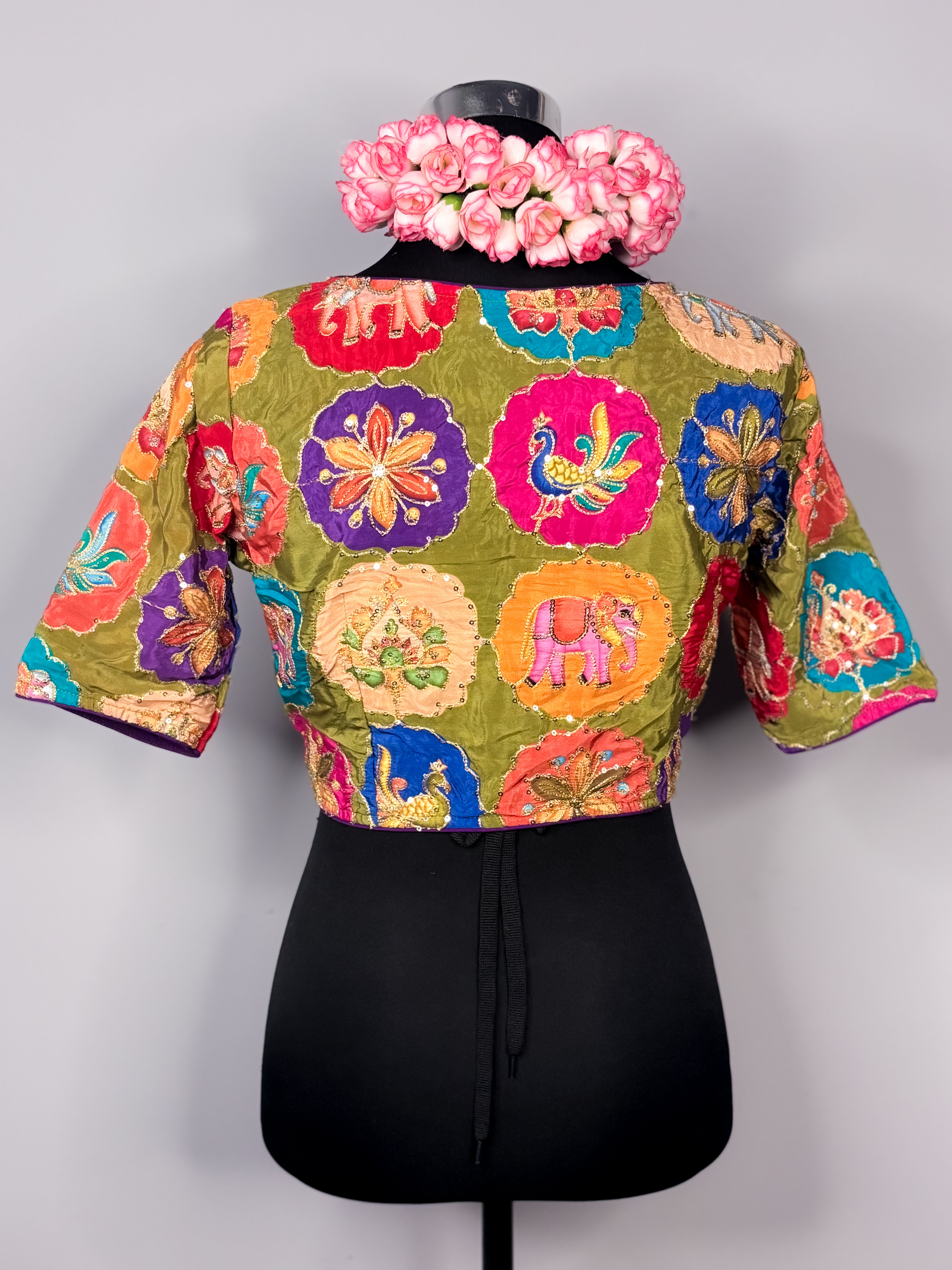 Pichwai Pattern Silk Blouse