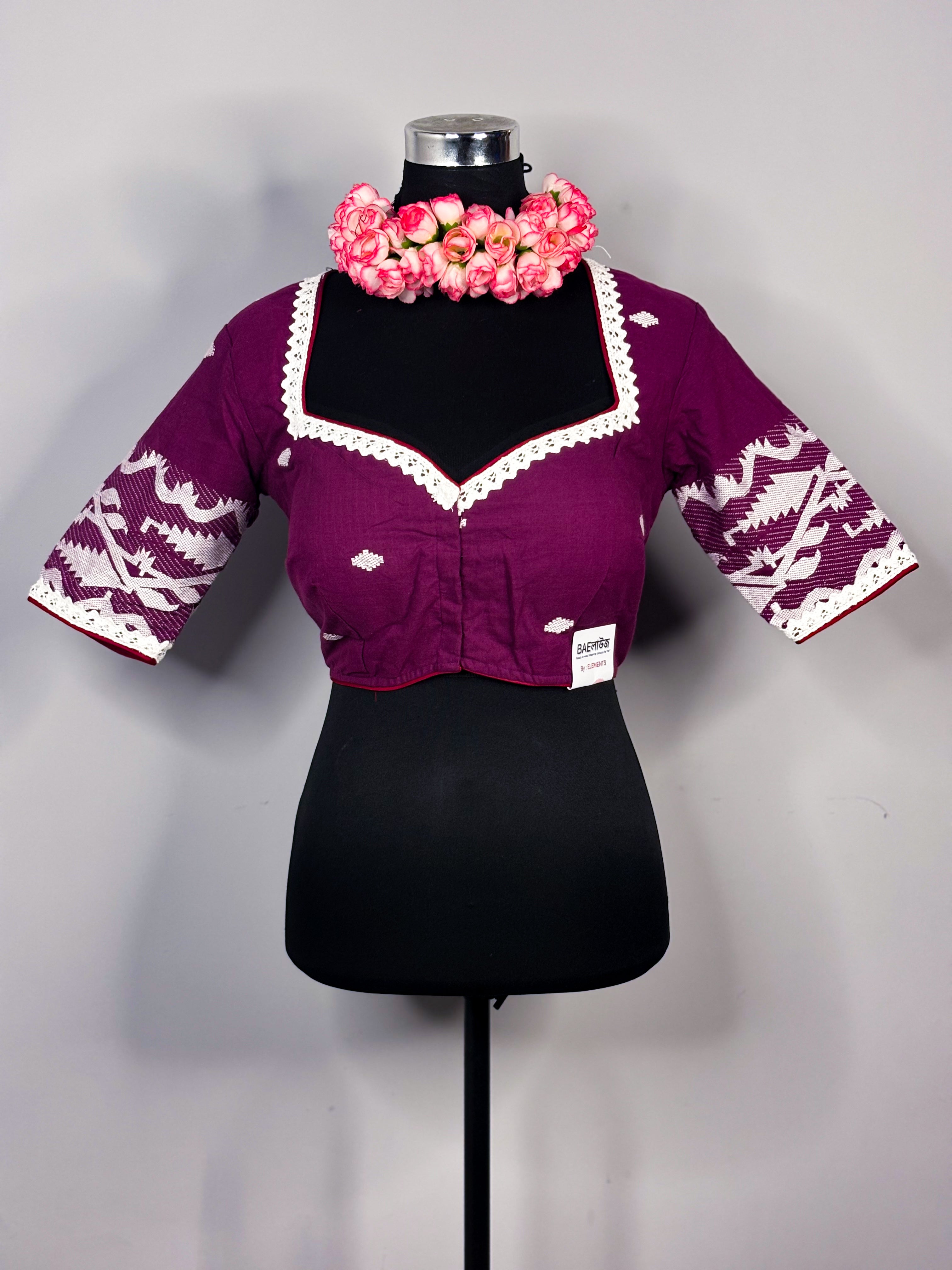 Plum Cotton Jamdani Blouse