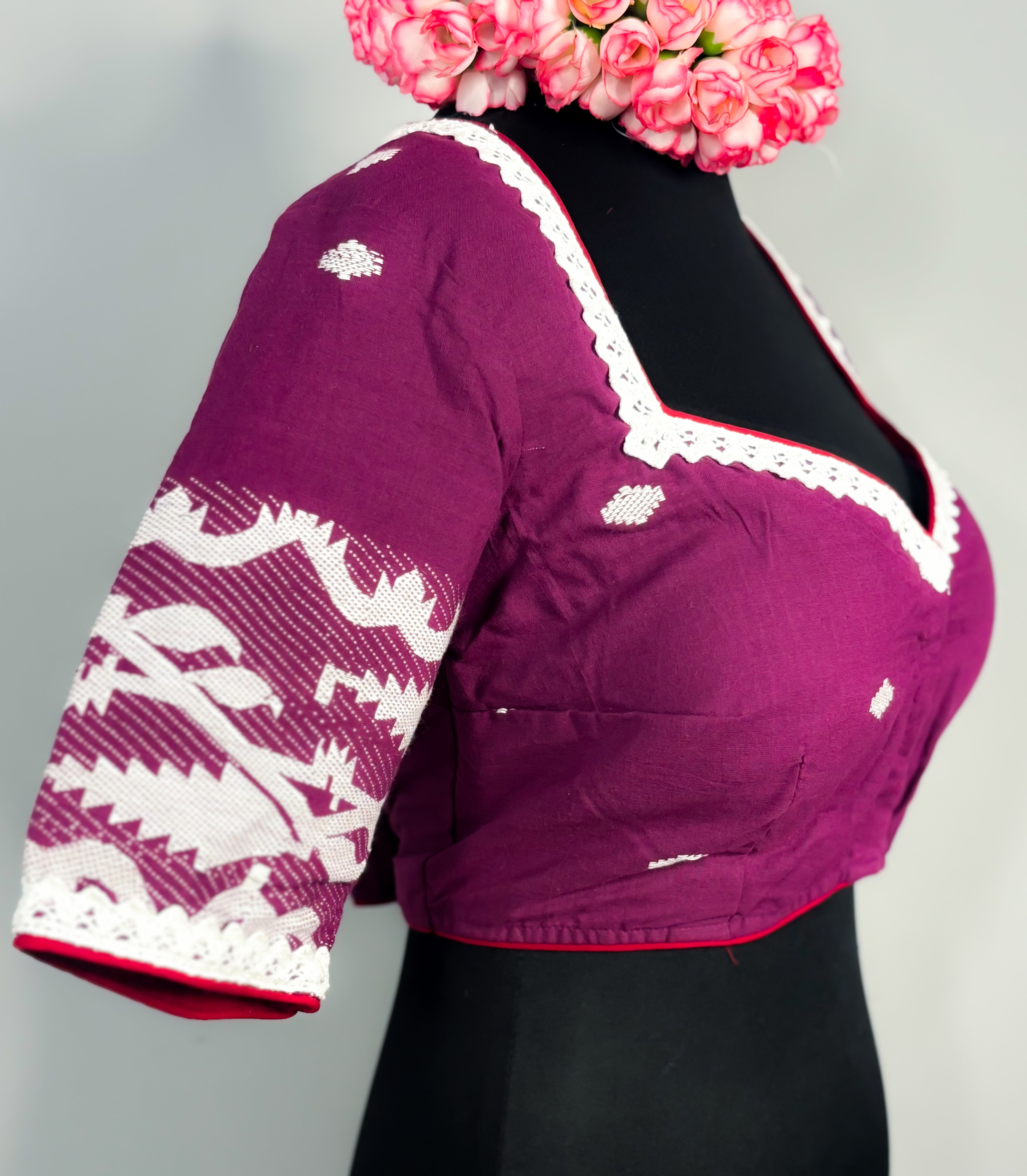 Plum Cotton Jamdani Blouse