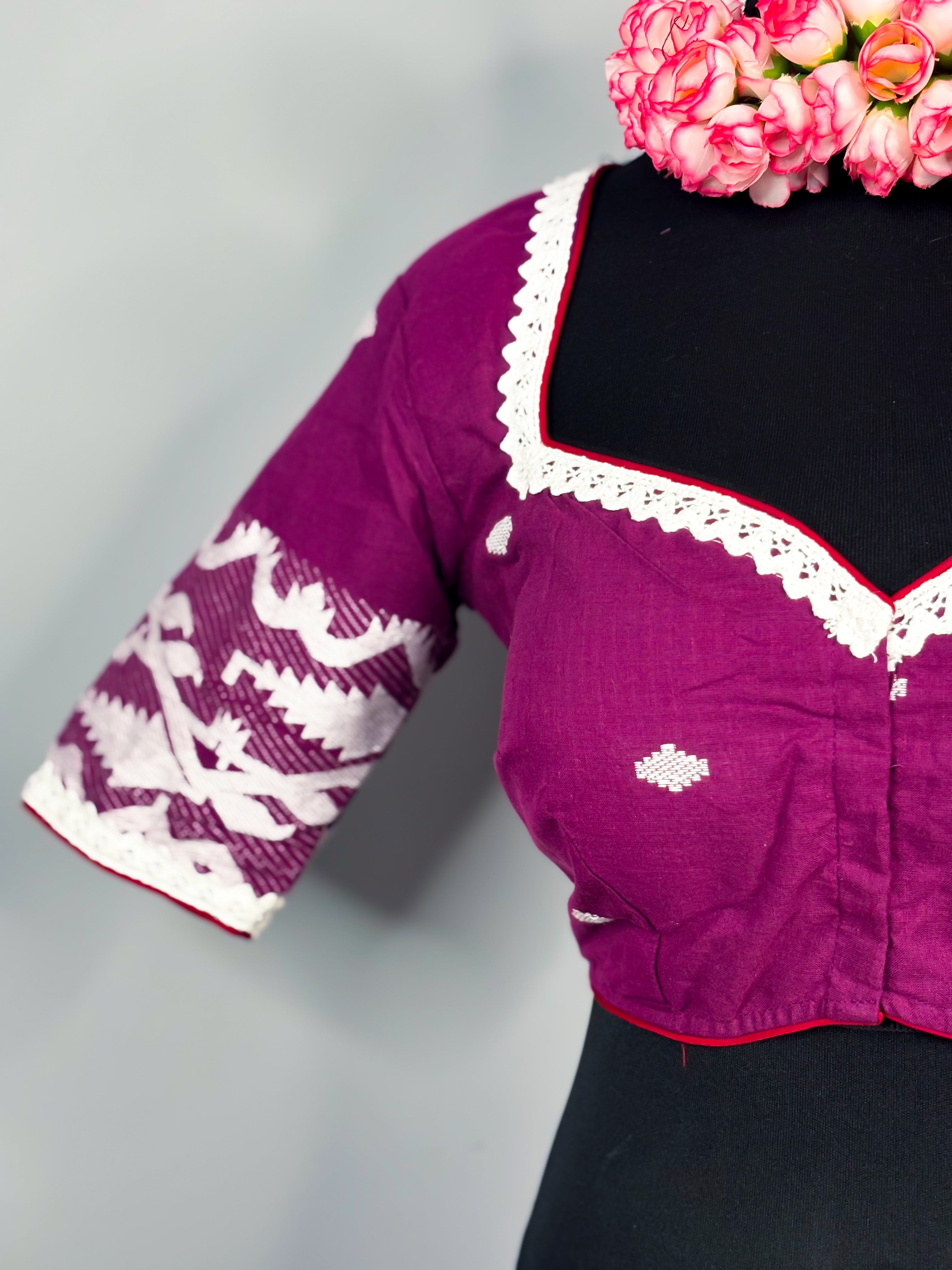 Plum Cotton Jamdani Blouse