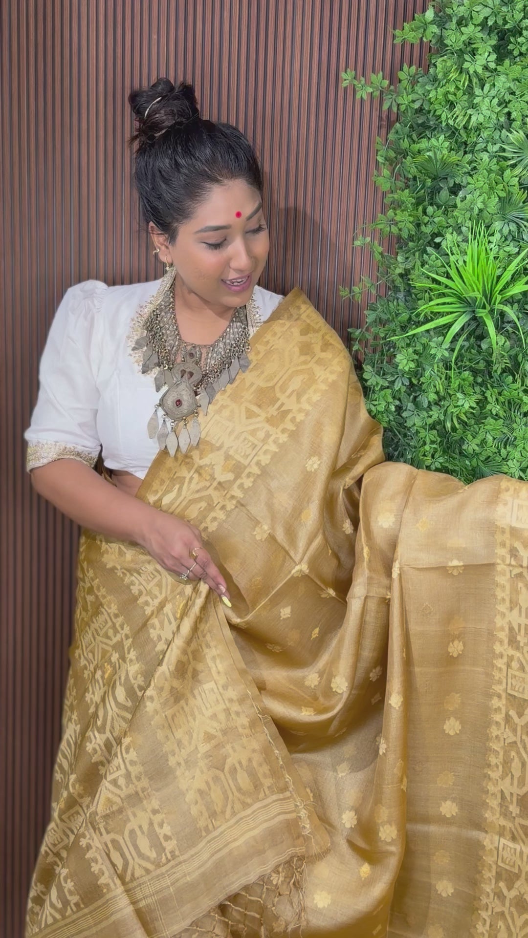 Pure Gachi By Gachi Tussar Needlework Jamdani with Allover Buta weaved Saree