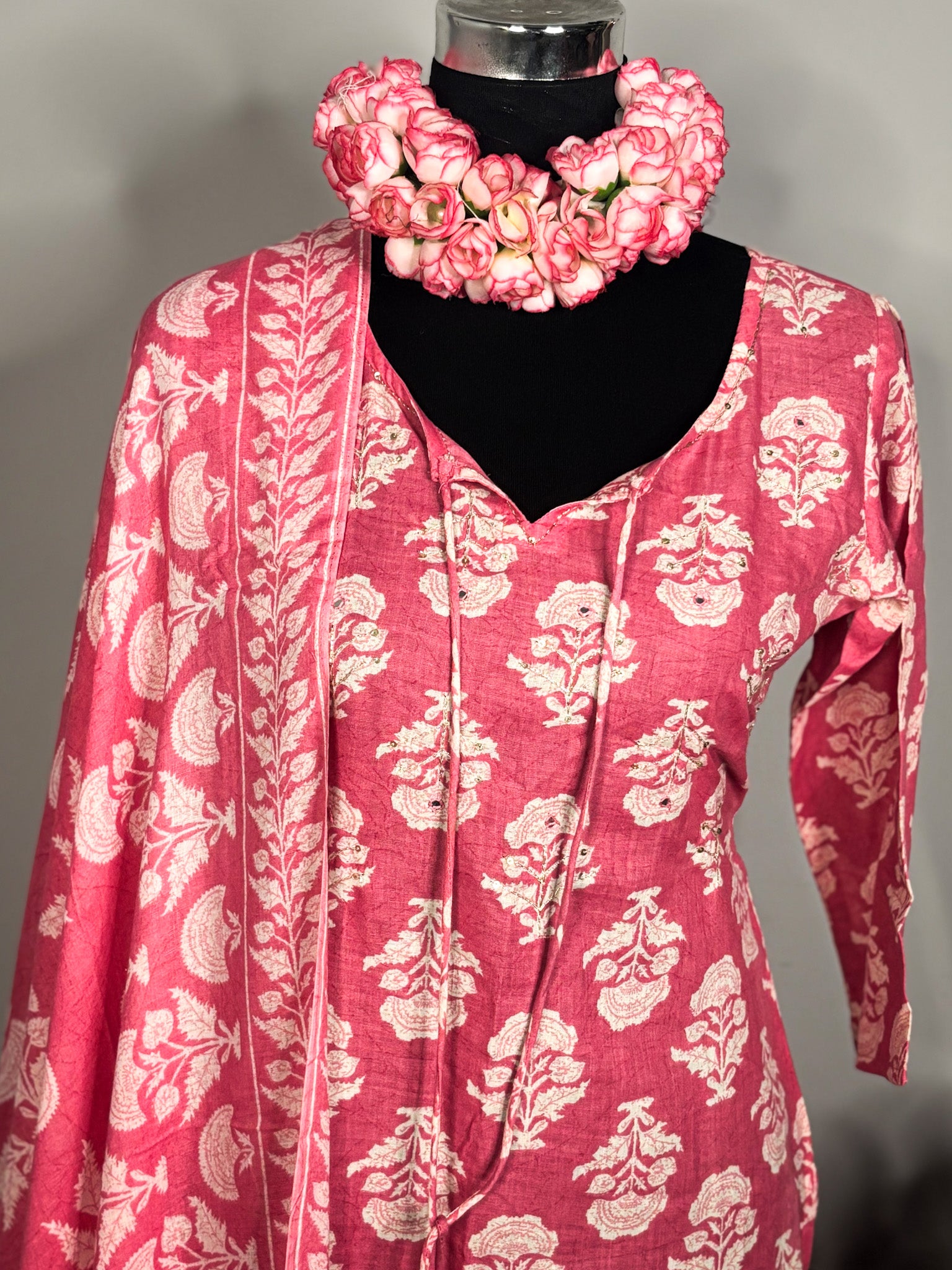 Pink pure cotton 3-piece kurta