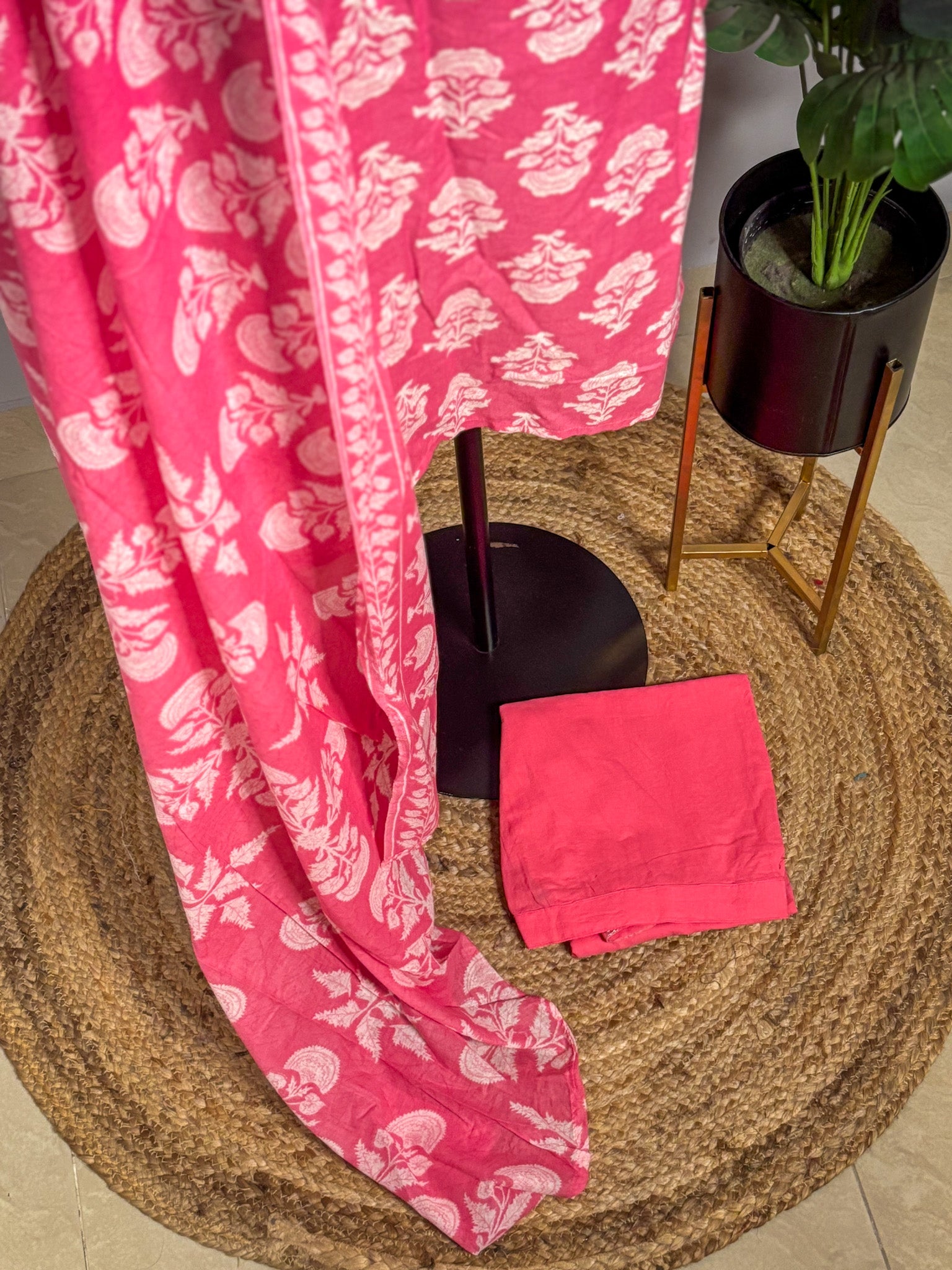 Pink pure cotton 3-piece kurta