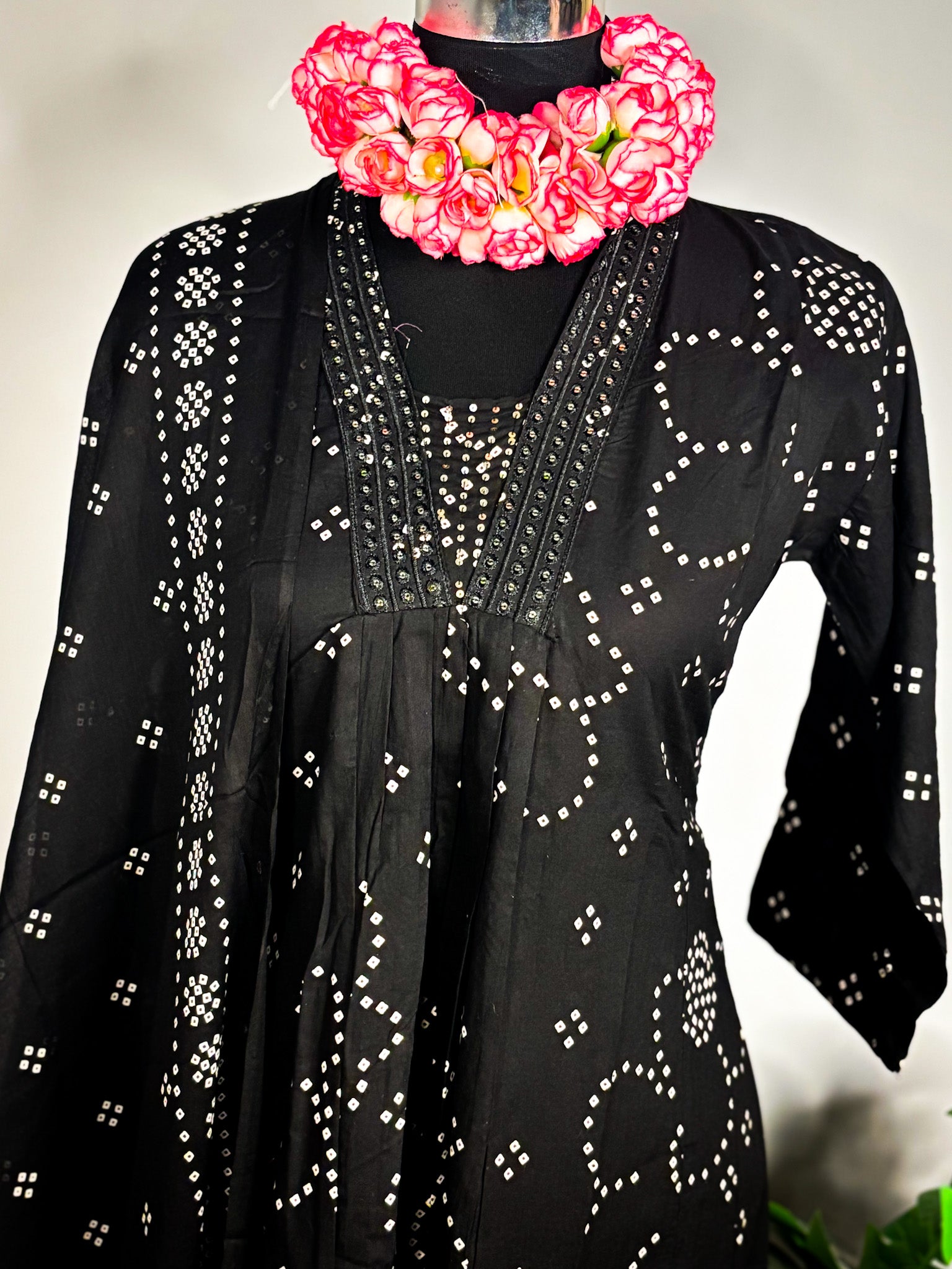 Black pure cotton 3-piece kurta set