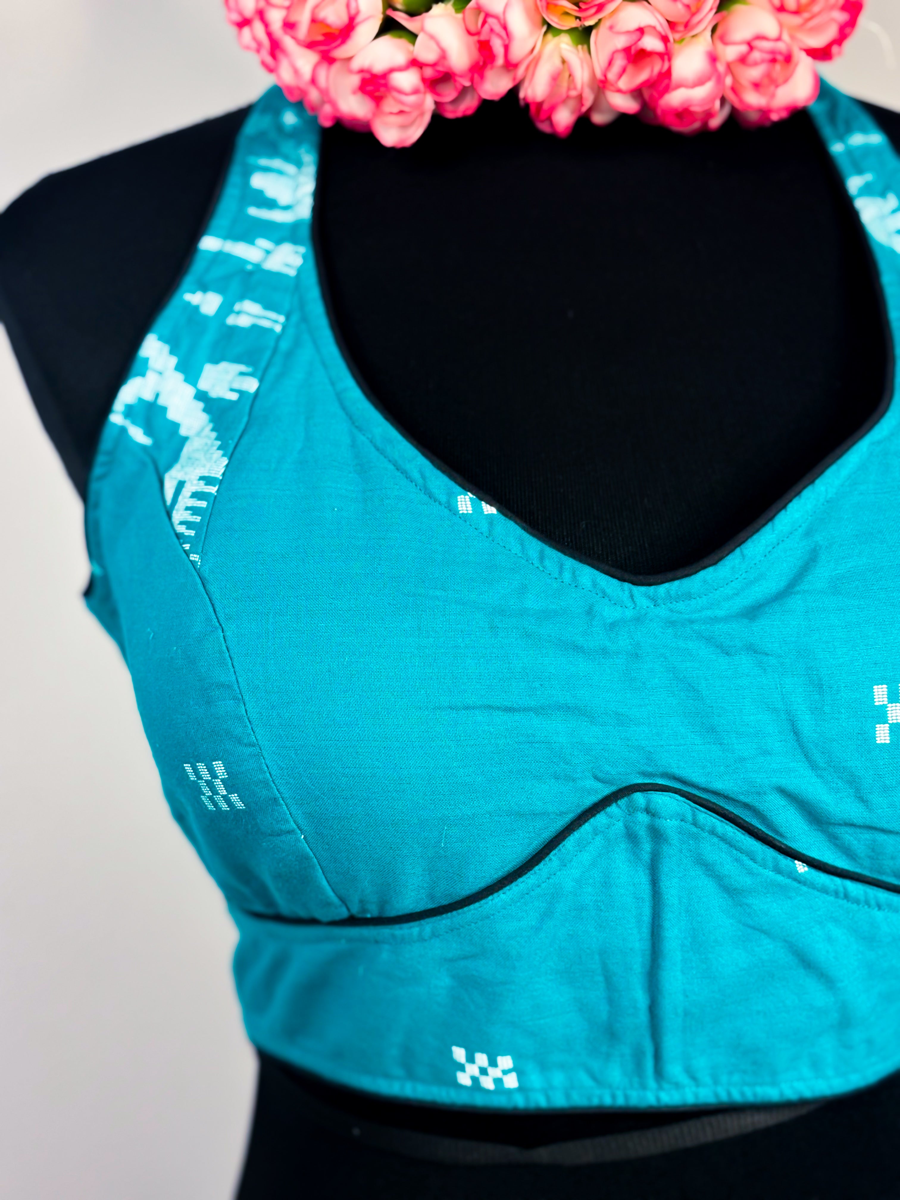 Rama Green Racer Jamdani Blouse