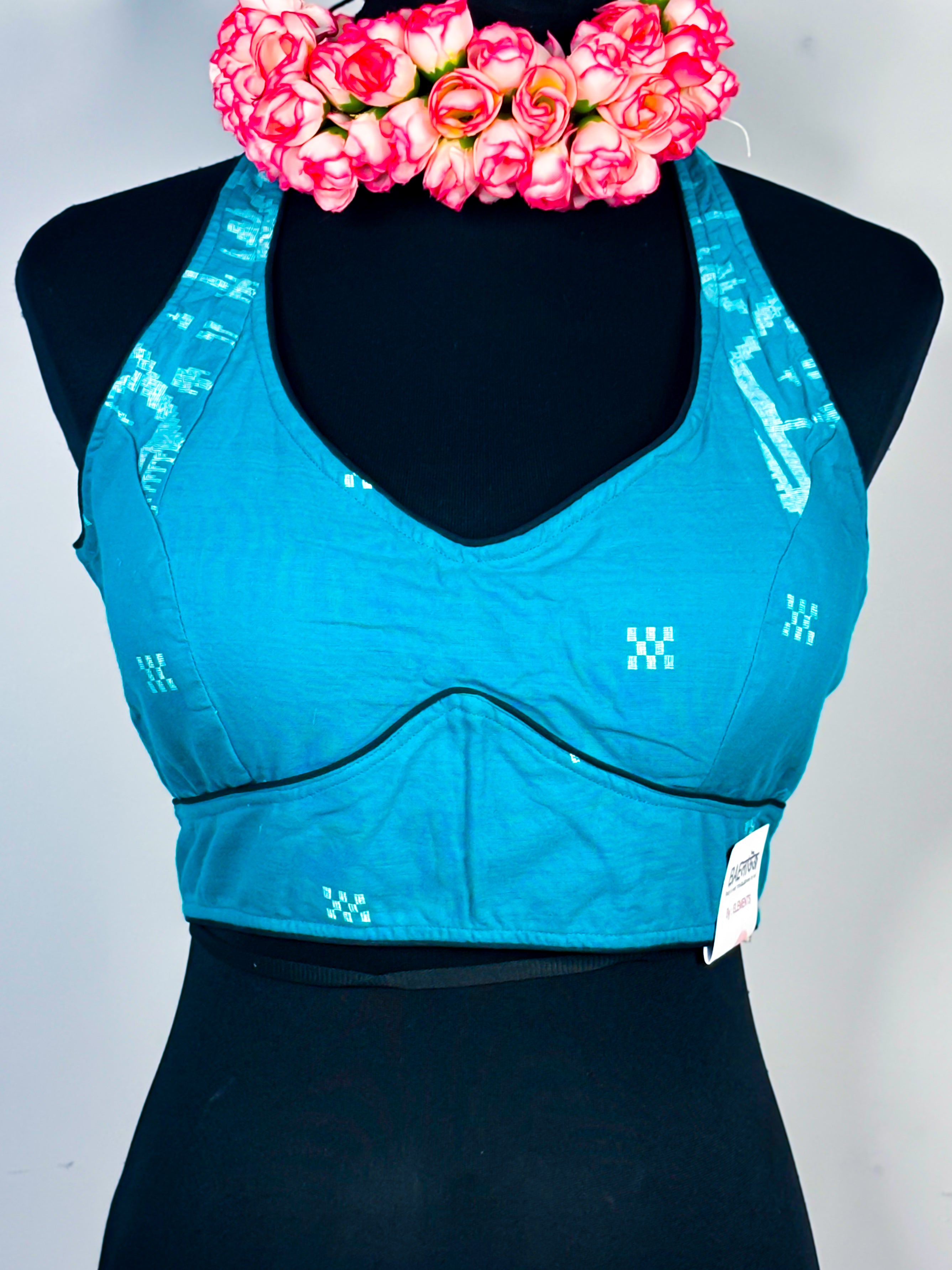 Rama Green Racer Jamdani Blouse