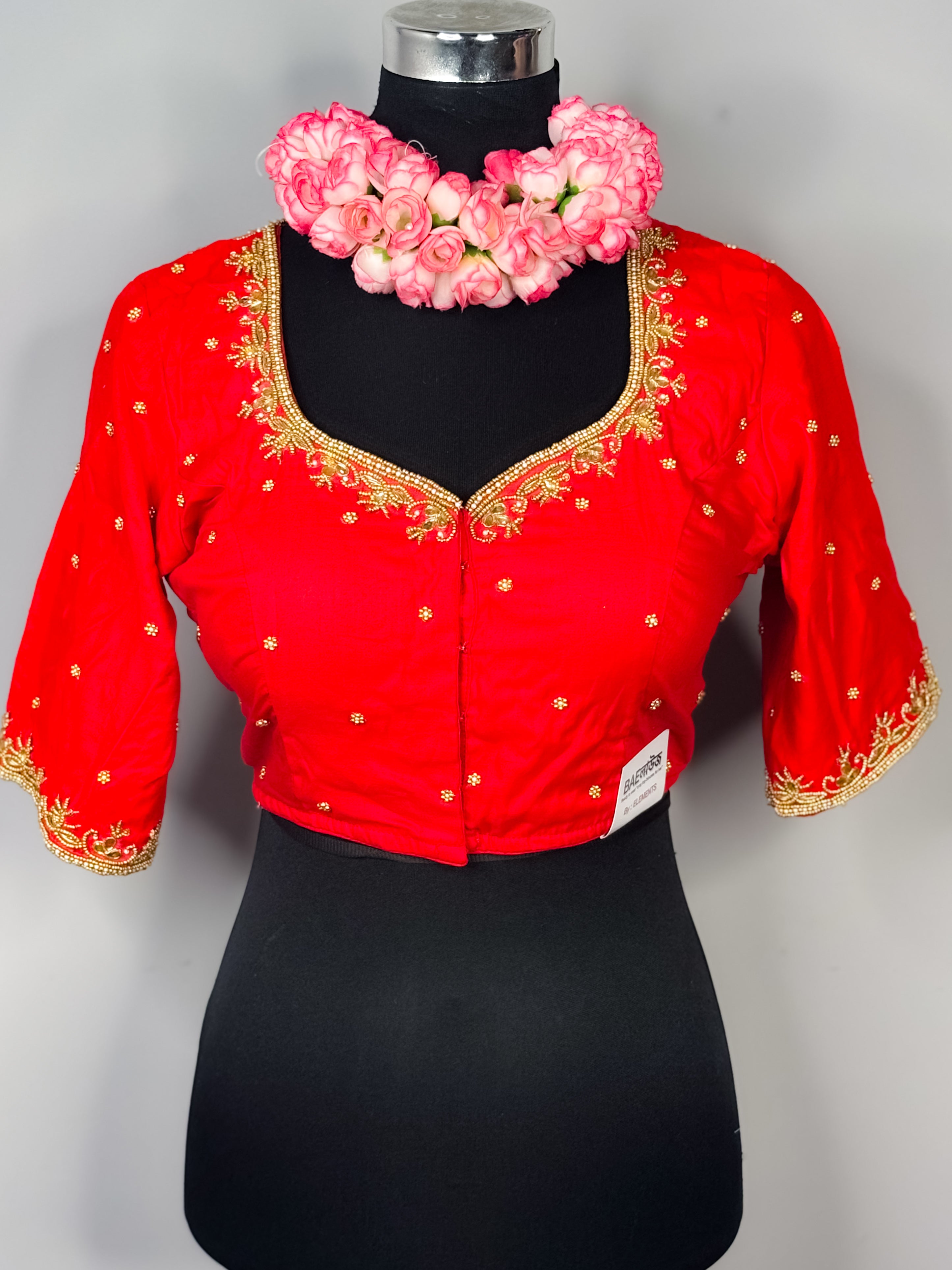 Red Bridal Blouse with Sheer Back