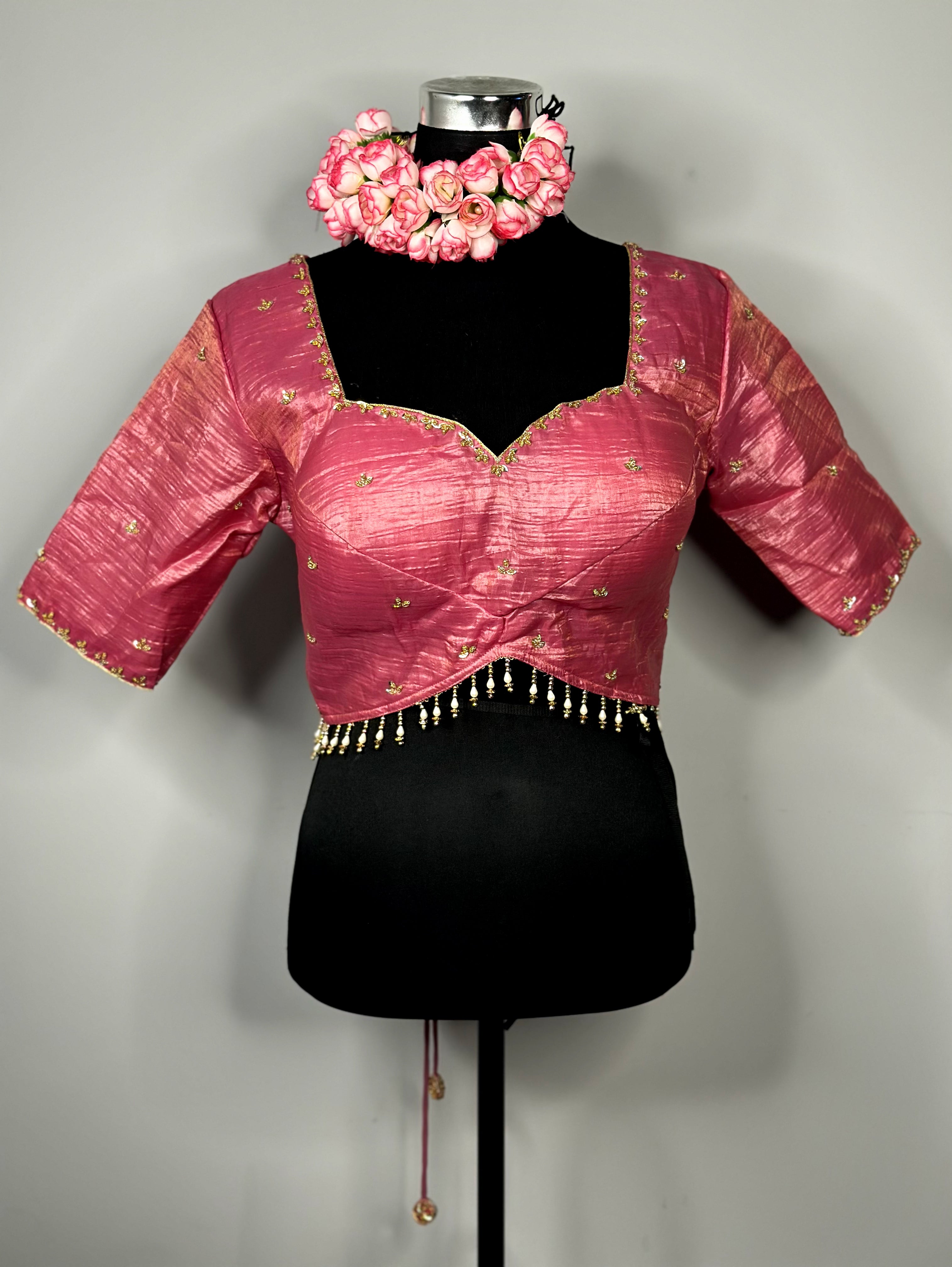 Rose Pink Backless Tissue Blouse